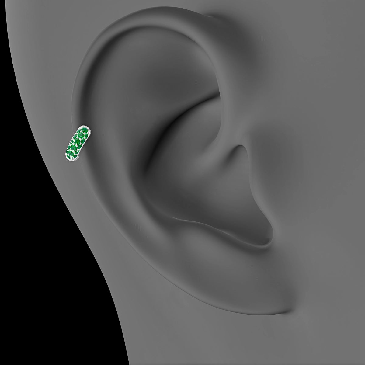 Theia | 18k White Gold 5 mm Pave Emerald Hoop Piercing