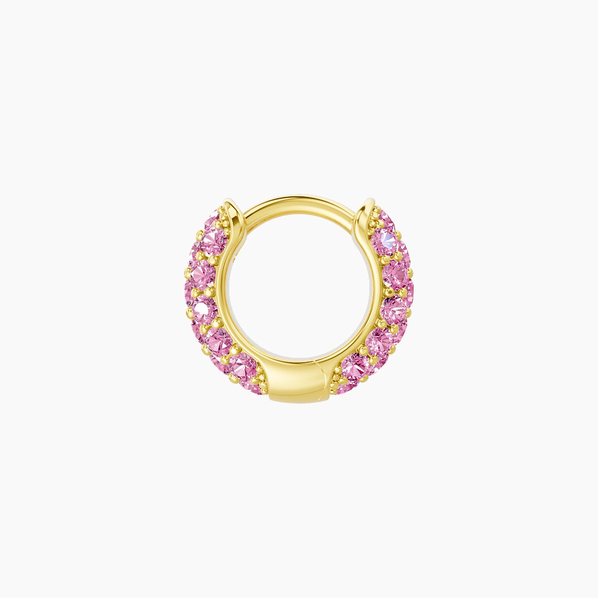 Theia | 18k Yellow Gold 5 mm Pave Pink Sapphire Hoop Piercing