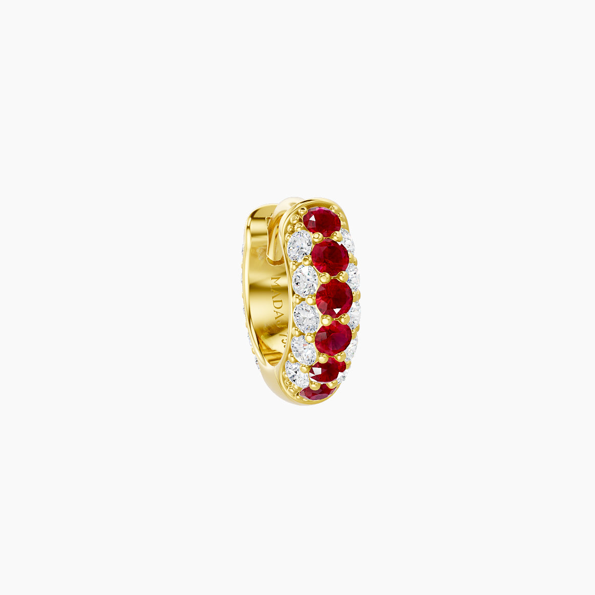 Theia | 18k Yellow Gold 5 mm Pave Ruby & Diamond Hoop Piercing