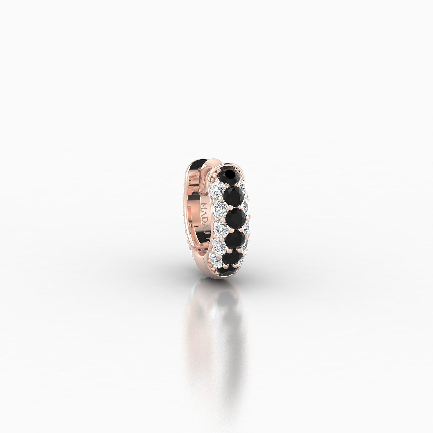 Theia | 18k Rose Gold 5 mm Pave Black Diamond & Diamond Hoop Piercing