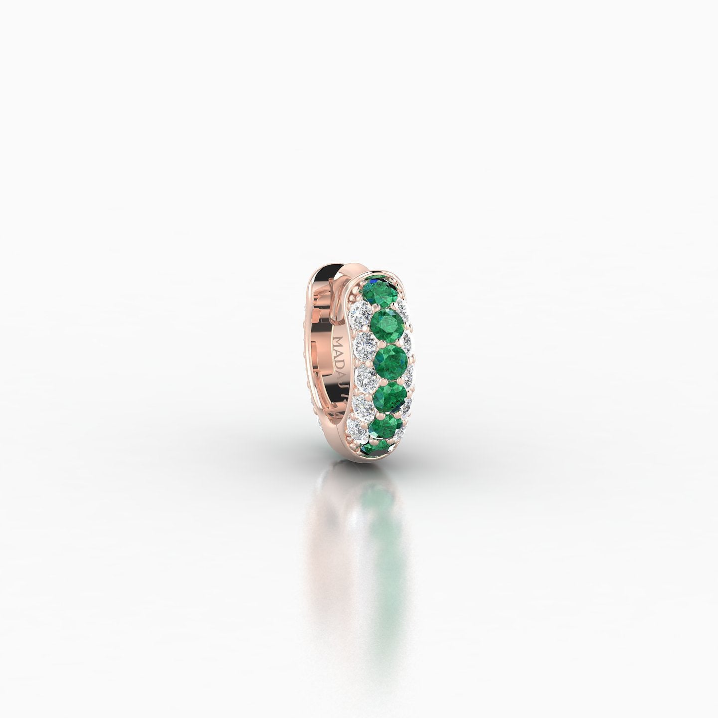 Theia | 18k Rose Gold 5 mm Pave Emerald & Diamond Hoop Piercing