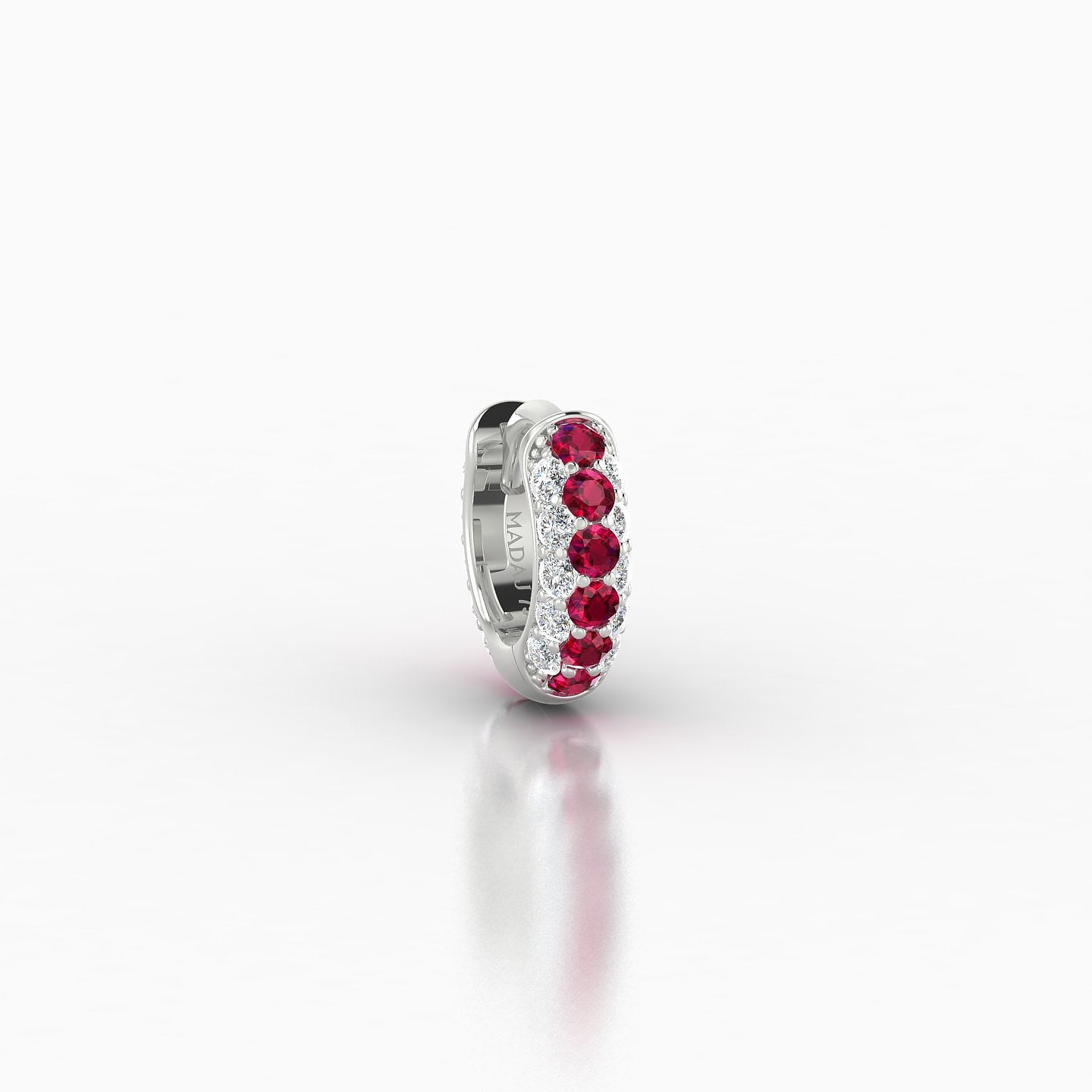 Theia | 18k White Gold 5 mm Pave Ruby & Diamond Hoop Piercing