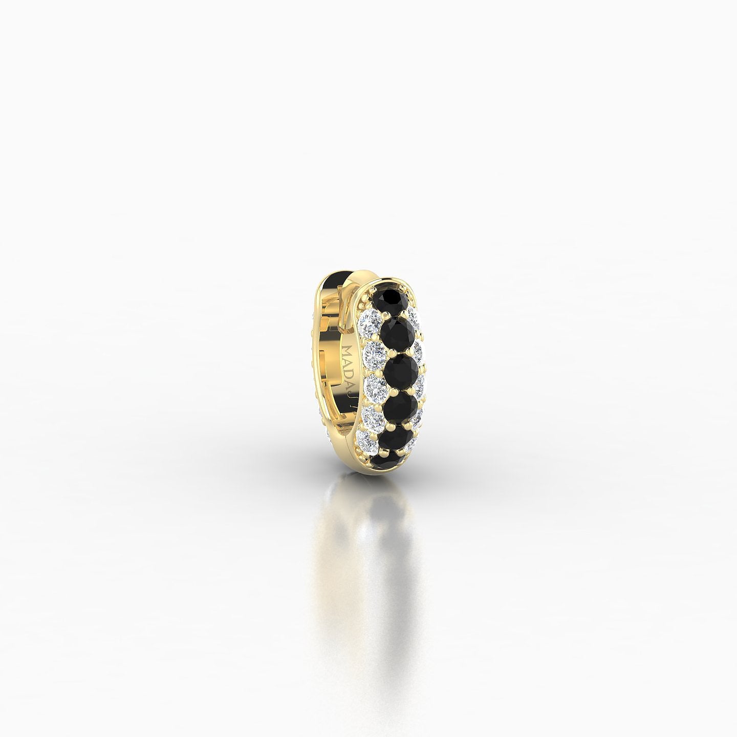 Theia | 18k Yellow Gold 5 mm Pave Black Diamond & Diamond Hoop Piercing