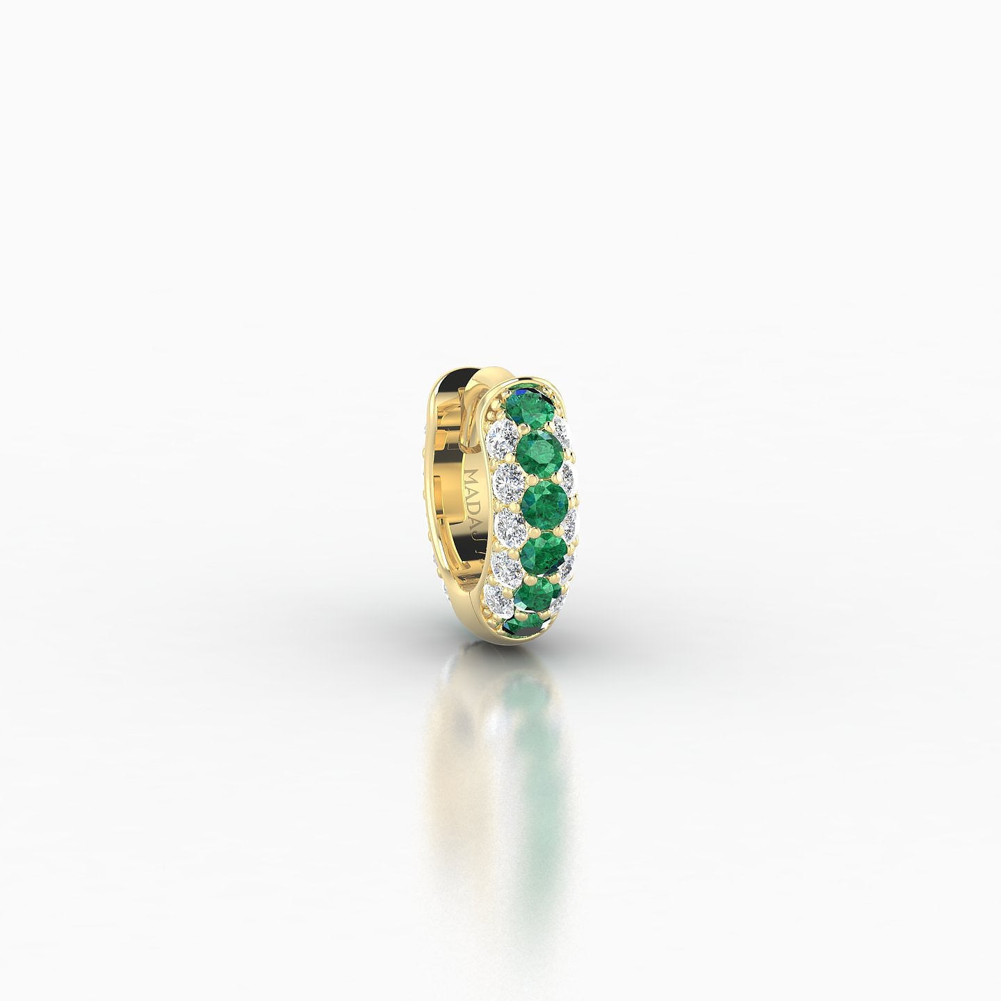 Theia | 18k Yellow Gold 5 mm Pave Emerald & Diamond Hoop Piercing