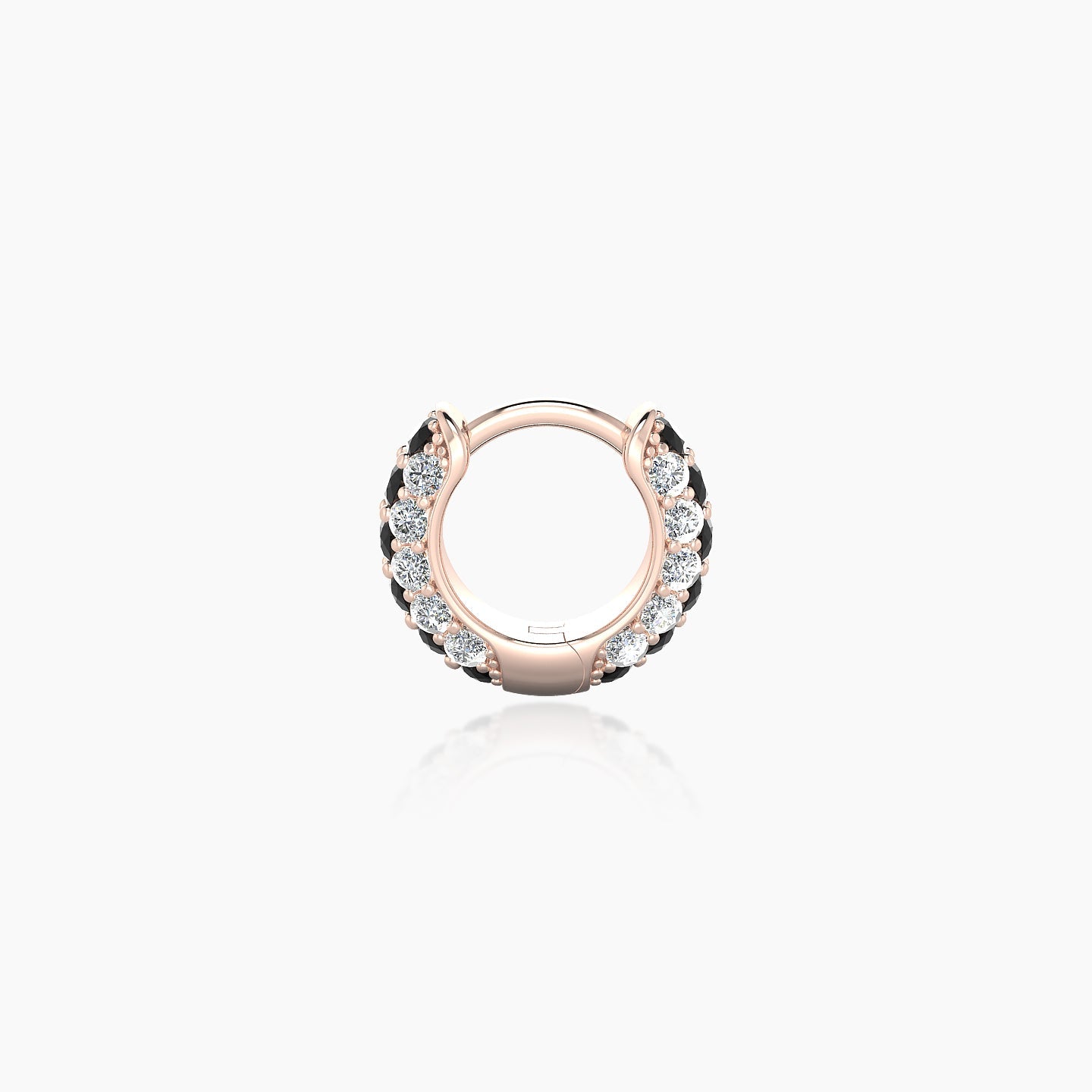 Theia | 18k Rose Gold 5 mm Pave Black Diamond & Diamond Hoop Piercing