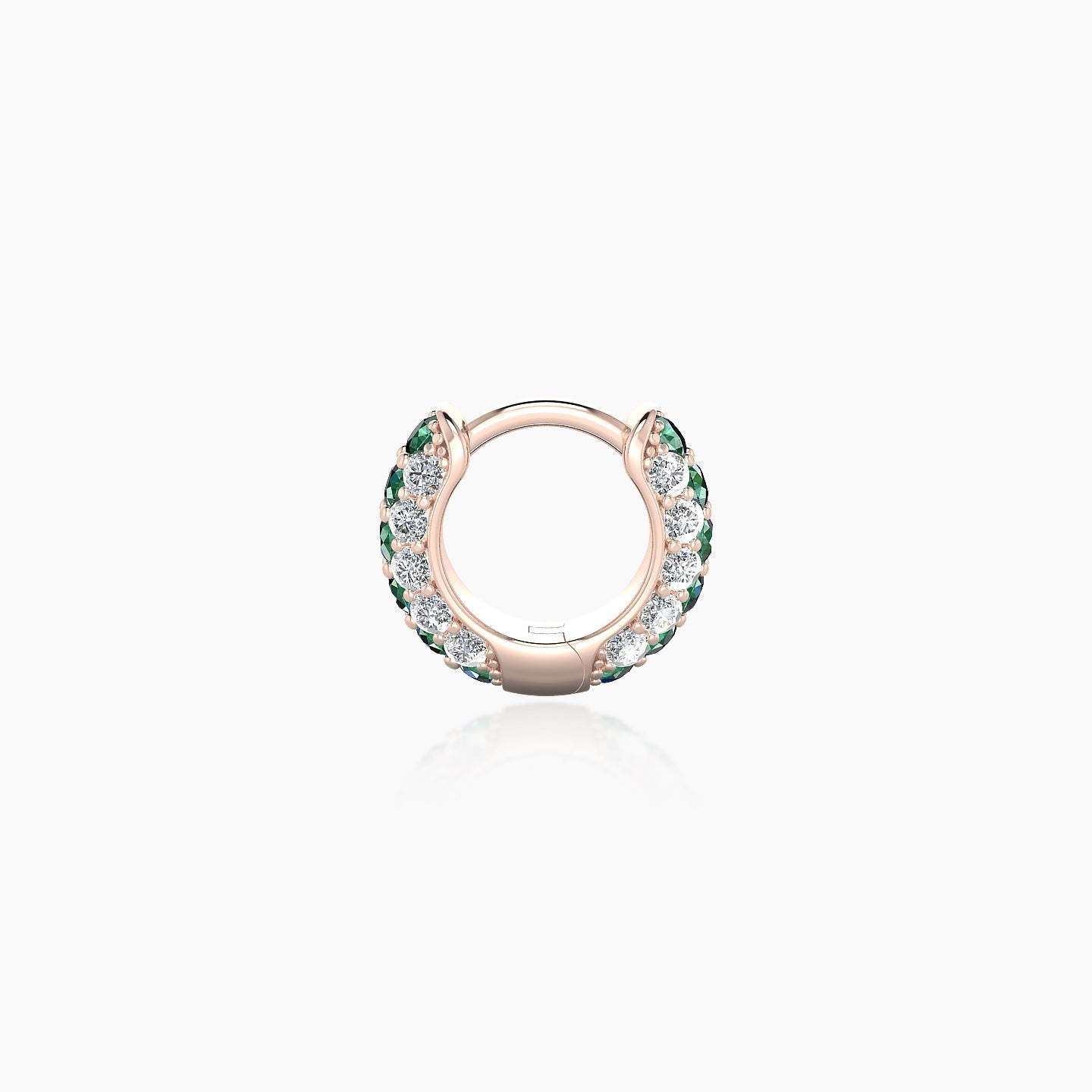 Theia | 18k Rose Gold 5 mm Pave Emerald & Diamond Hoop Piercing