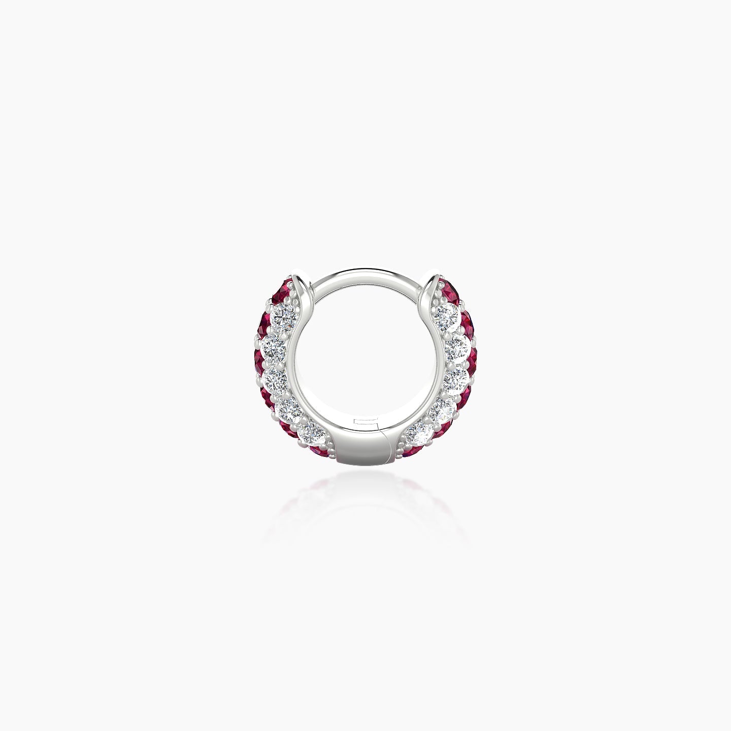 Theia | 18k White Gold 5 mm Pave Ruby & Diamond Hoop Piercing