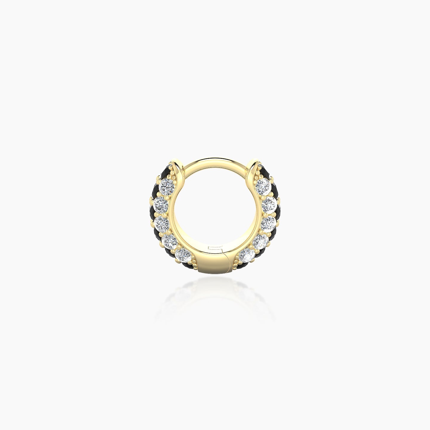 Theia | 18k Yellow Gold 5 mm Pave Black Diamond & Diamond Hoop Piercing