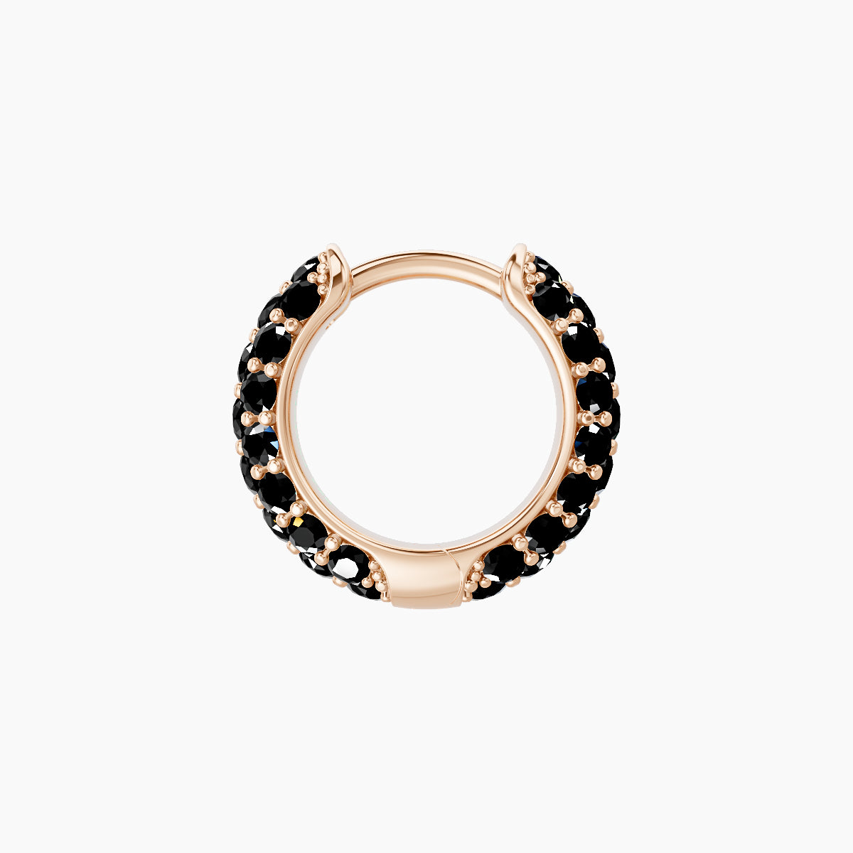 Theia | 18k Rose Gold 6.5 mm Pave Black Diamond Hoop Piercing