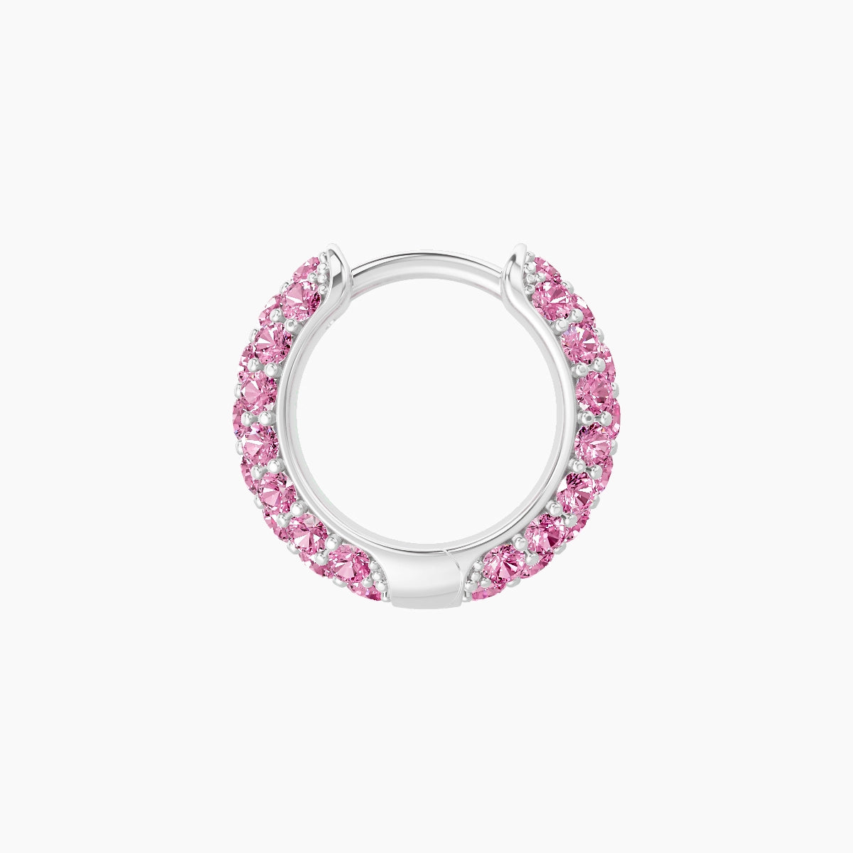 Theia | 18k White Gold 6.5 mm Pave Pink Sapphire Hoop Piercing