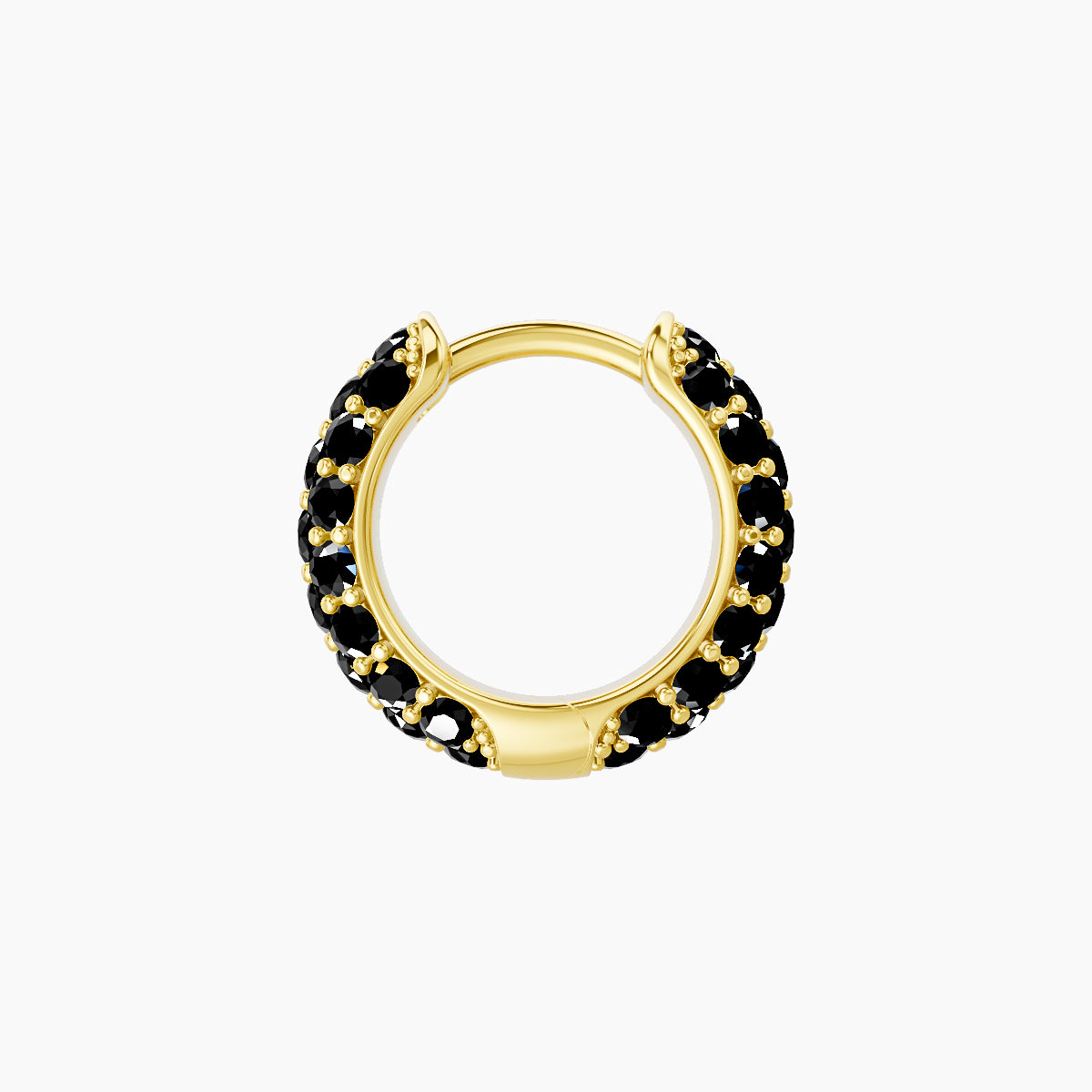 Theia | 18k Yellow Gold 6.5 mm Pave Black Diamond Hoop Piercing