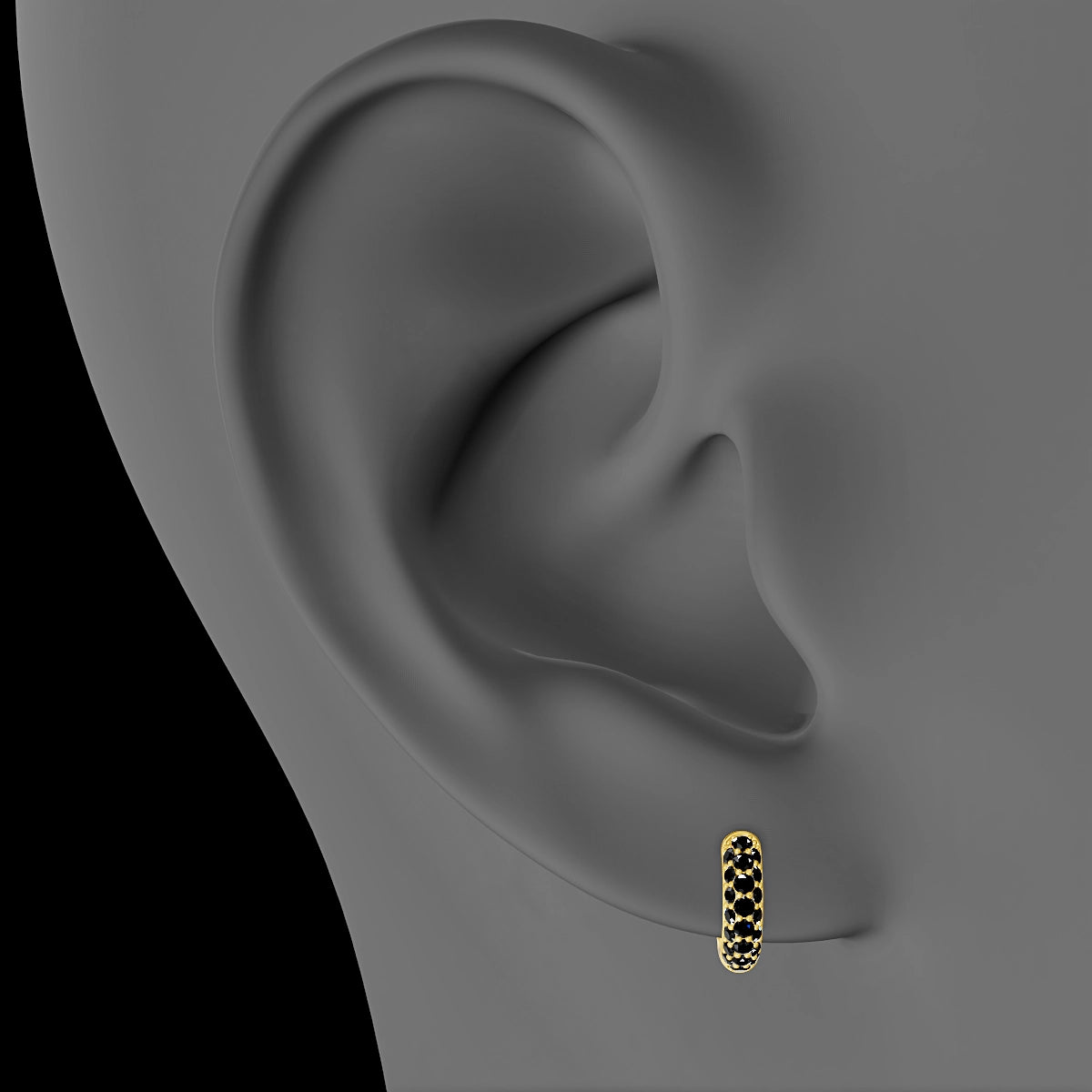 Theia | 18k Yellow Gold 6.5 mm Pave Black Diamond Hoop Piercing