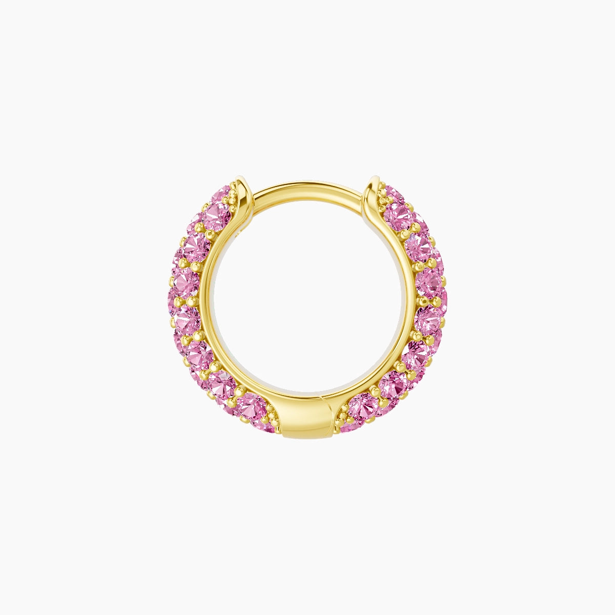 Theia | 18k Yellow Gold 6.5 mm Pave Pink Sapphire Hoop Piercing