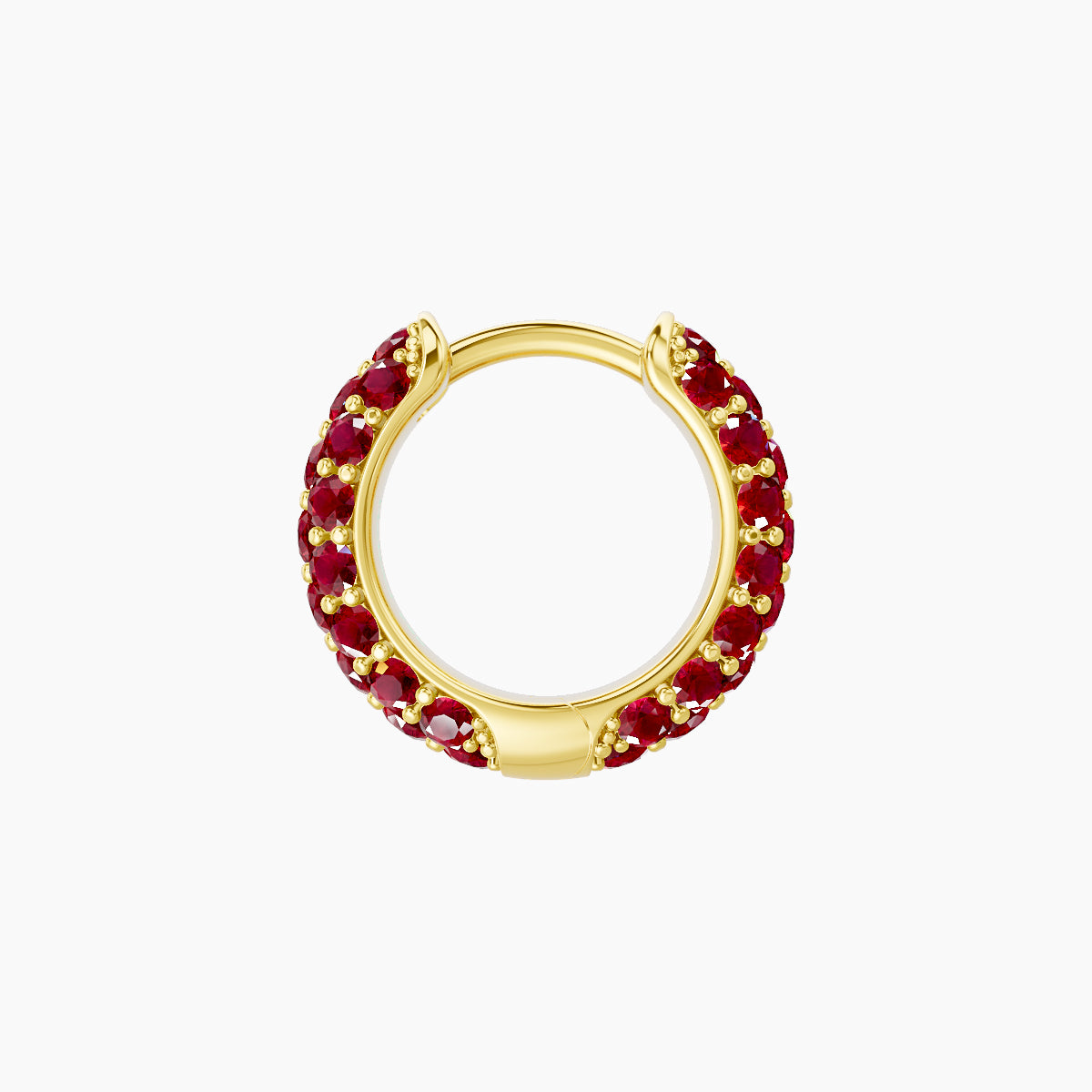 Theia | 18k Yellow Gold 6.5 mm Pave Ruby Hoop Piercing