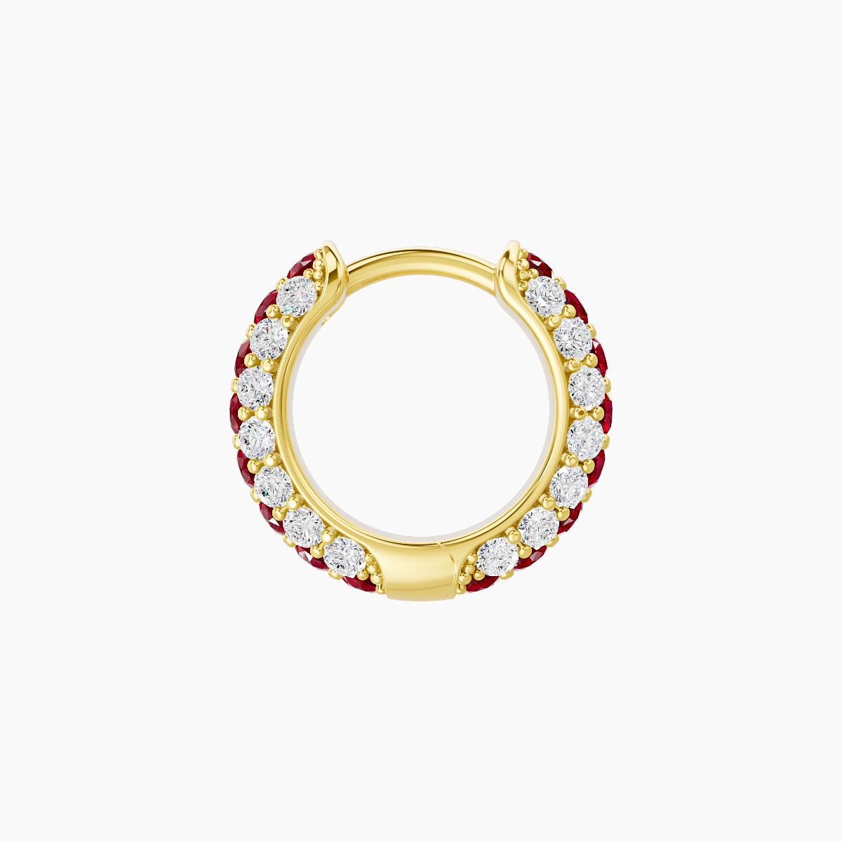 Theia | 18k Yellow Gold 6.5 mm Pave Ruby & Diamond Hoop Piercing