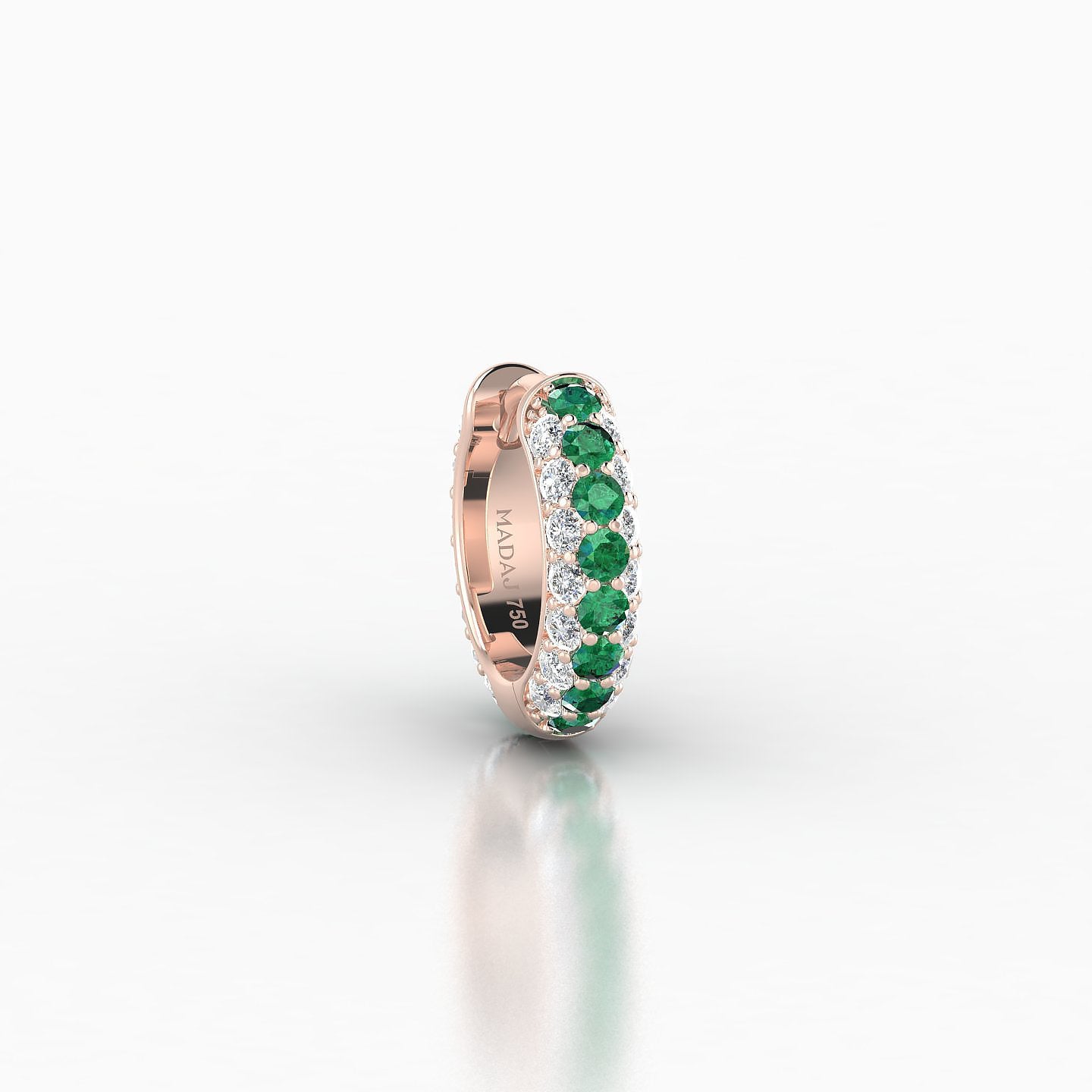 Theia | 18k Rose Gold 6.5 mm Pave Emerald & Diamond Hoop Piercing