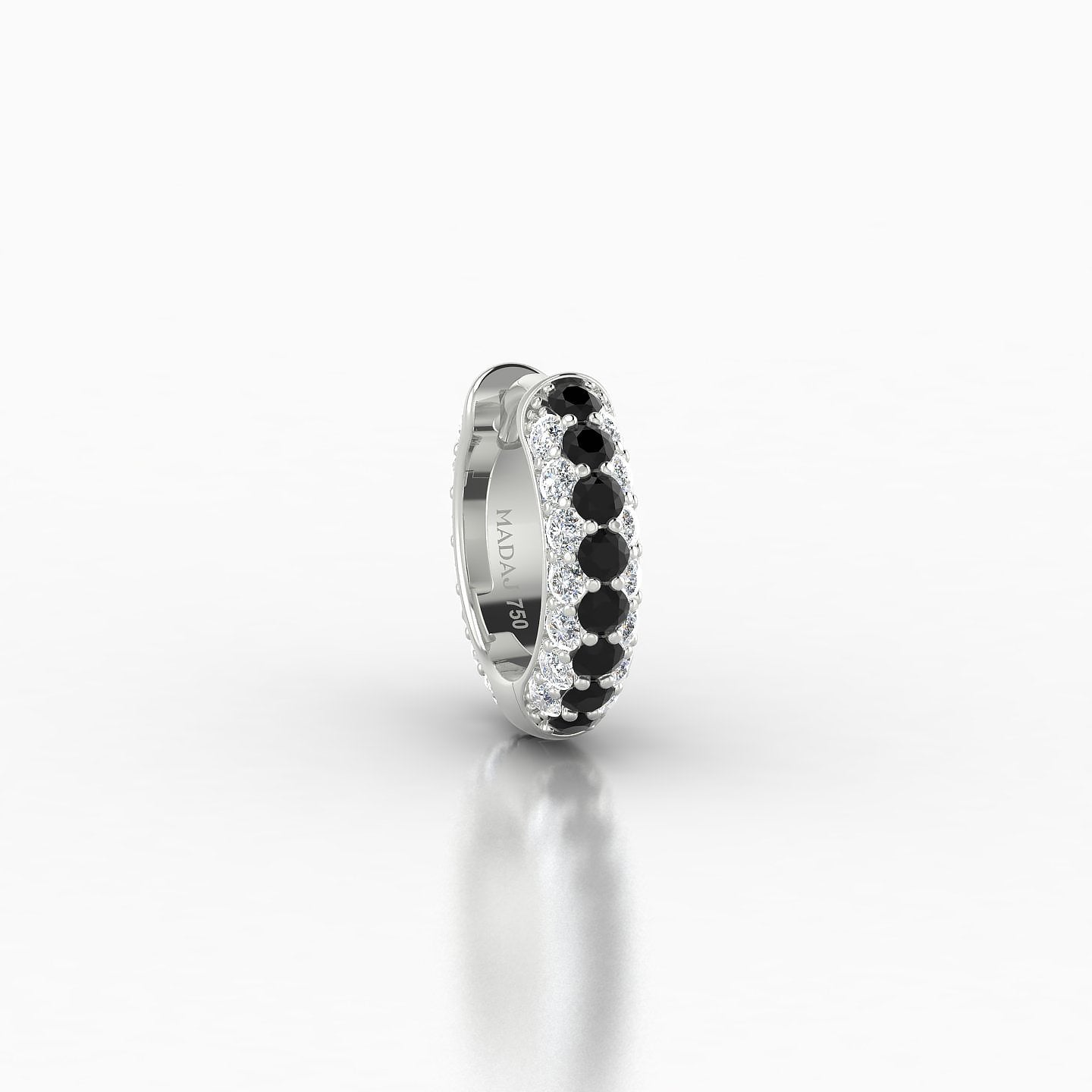 Theia | 18k White Gold 6.5 mm Pave Black Diamond & Diamond Hoop Piercing