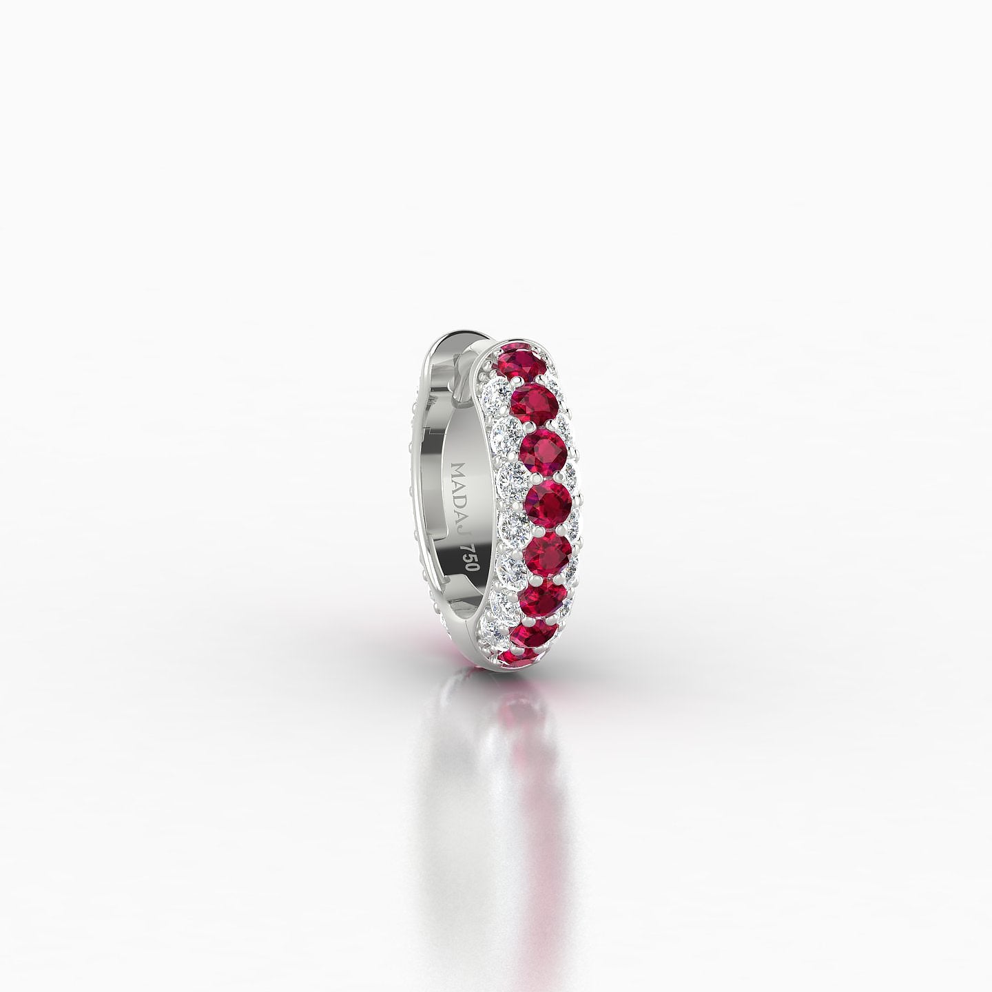 Theia | 18k White Gold 6.5 mm Pave Ruby & Diamond Hoop Piercing