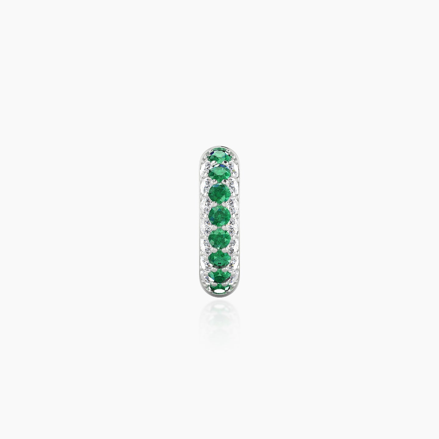 Theia | 18k White Gold 6.5 mm Pave Emerald & Diamond Hoop Piercing