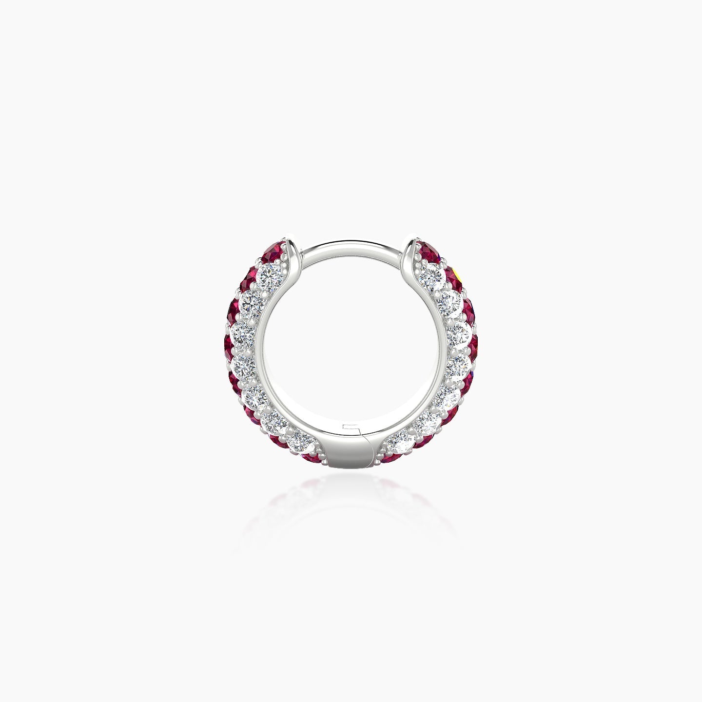 Theia | 18k White Gold 6.5 mm Pave Ruby & Diamond Hoop Piercing