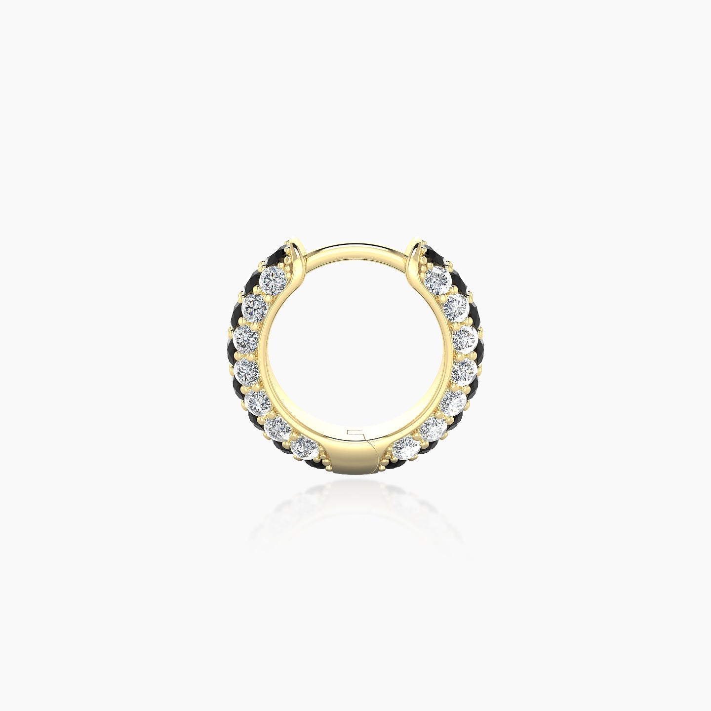 Theia | 18k Yellow Gold 6.5 mm Pave Black Diamond & Diamond Hoop Piercing