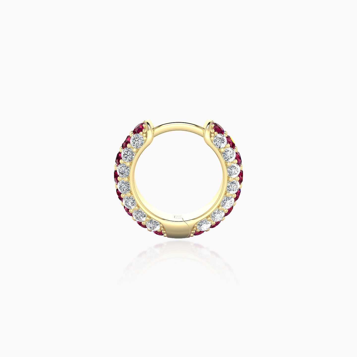 Theia | 18k Yellow Gold 6.5 mm Pave Ruby & Diamond Hoop Piercing