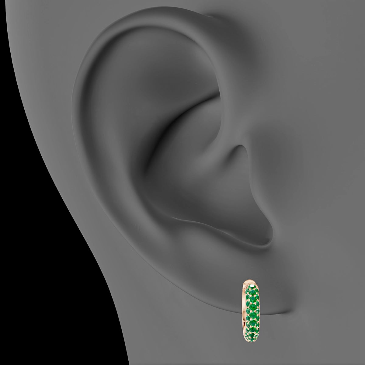 Theia | 18k Rose Gold 8 mm Pave Emerald Hoop Piercing