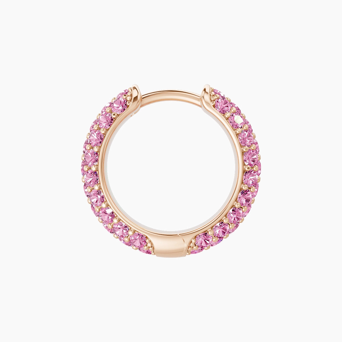 Theia | 18k Rose Gold 8 mm Pave Pink Sapphire Hoop Piercing