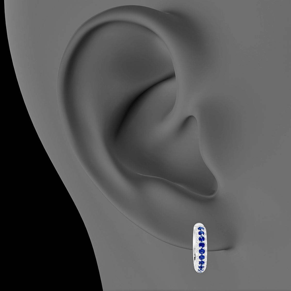 Theia | 18k White Gold 8 mm Pave Sapphire & Diamond Hoop Piercing