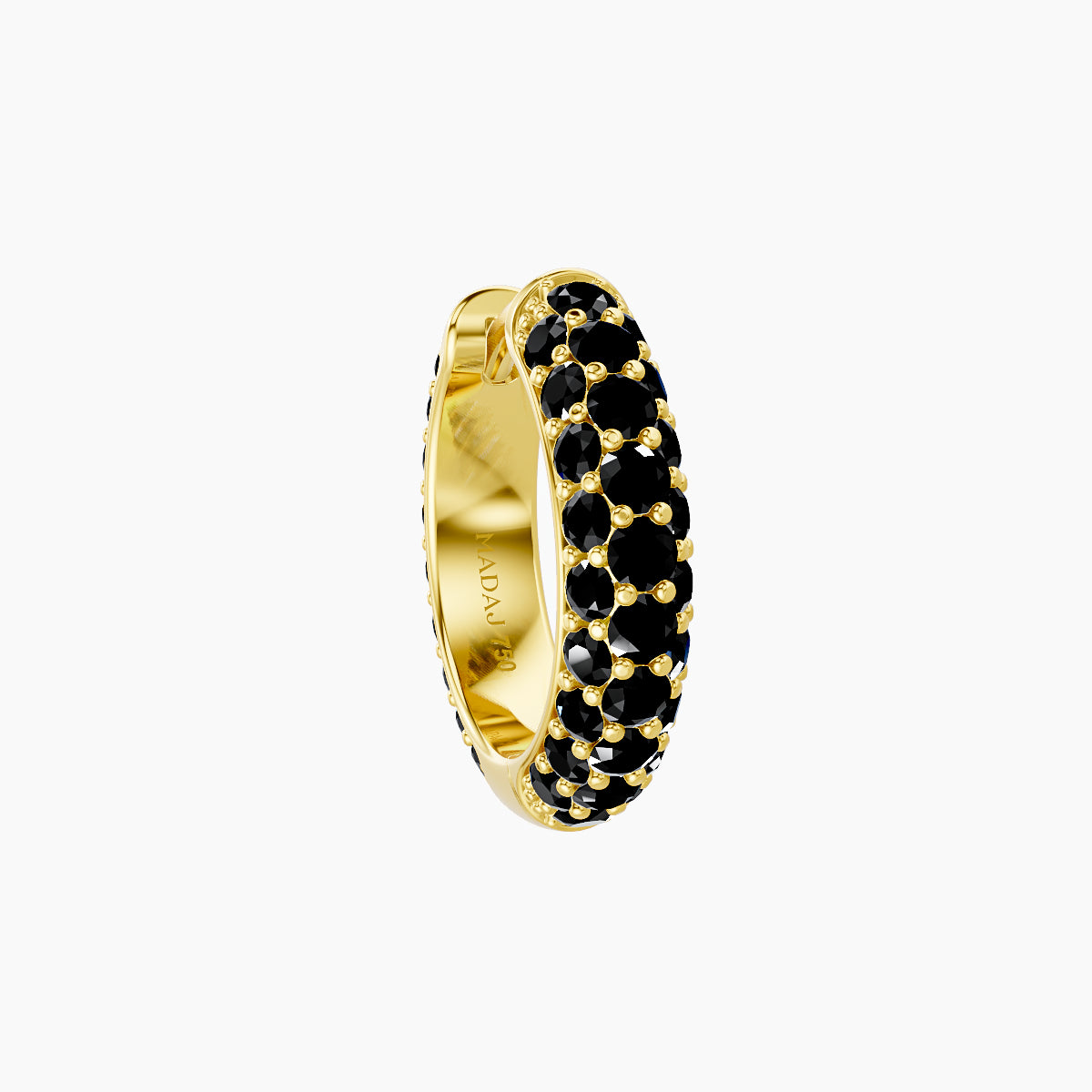 Theia | 18k Yellow Gold 8 mm Pave Black Diamond Hoop Piercing