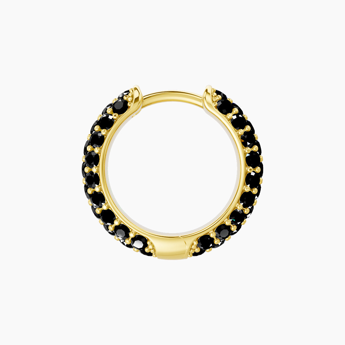 Theia | 18k Yellow Gold 8 mm Pave Black Diamond Hoop Piercing