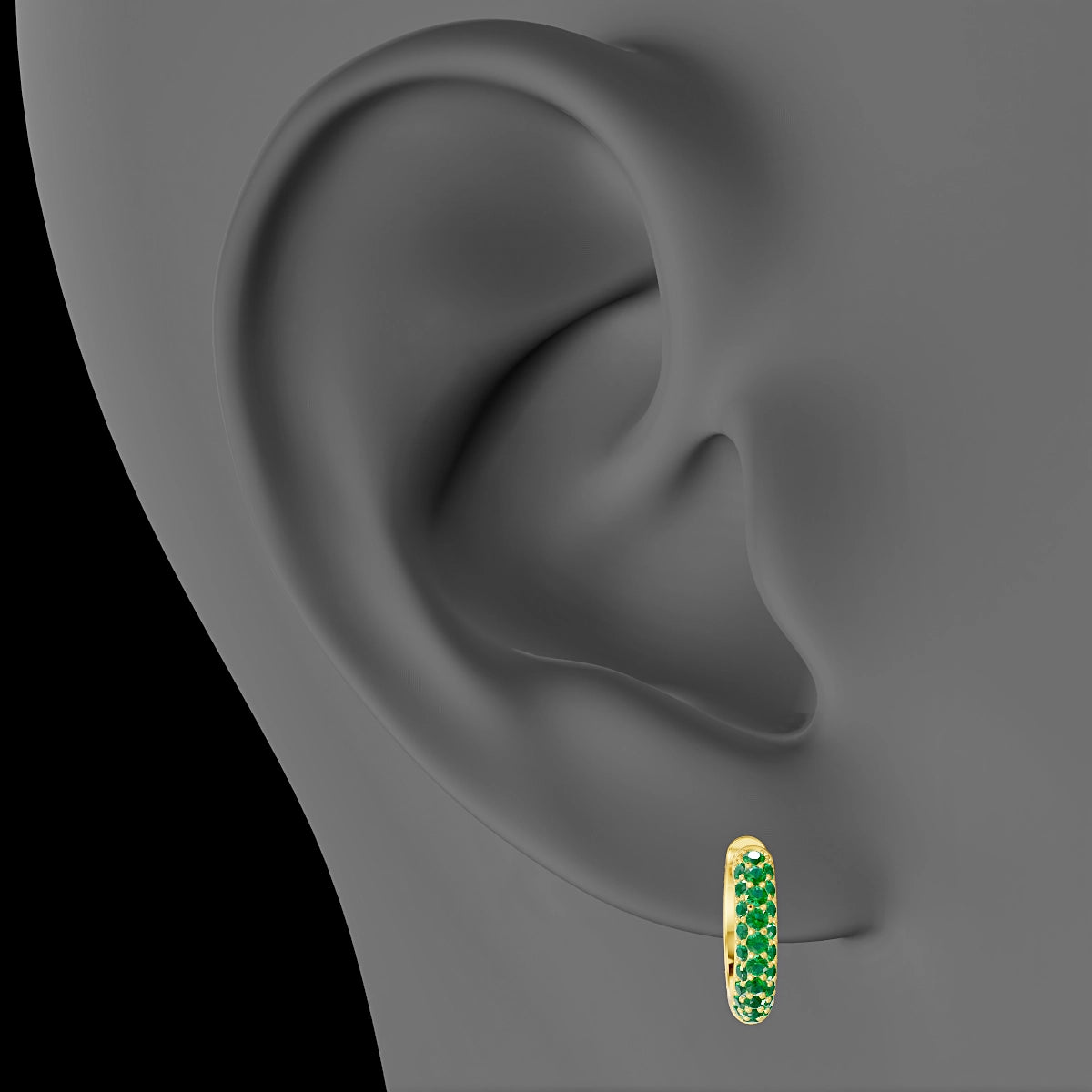 Theia | 18k Yellow Gold 8 mm Pave Emerald Hoop Piercing