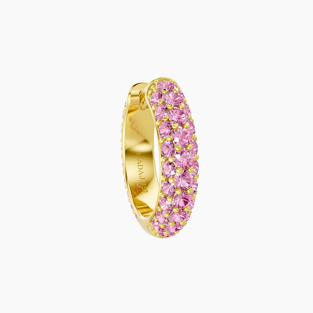 Theia | 18k Yellow Gold 8 mm Pave Pink Sapphire Hoop Piercing