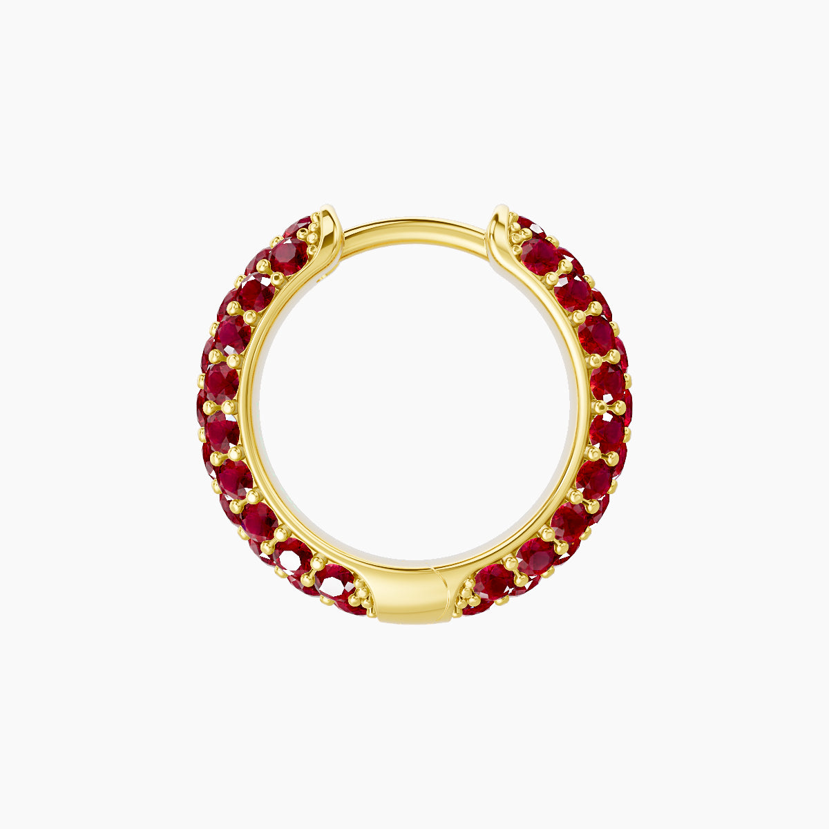 Theia | 18k Yellow Gold 8 mm Pave Ruby Hoop Piercing