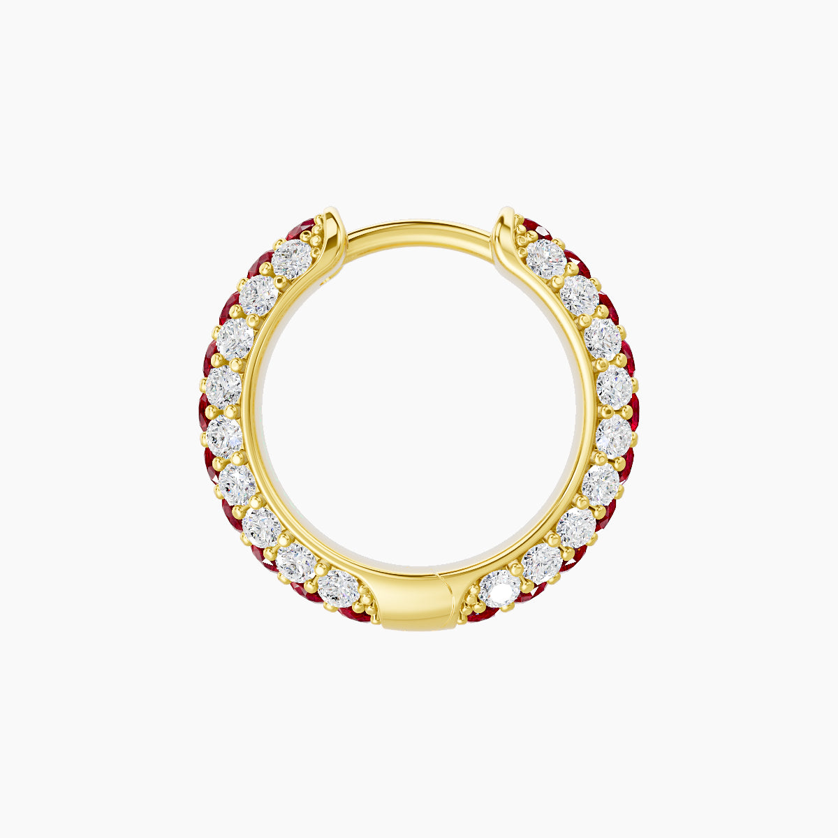 Theia | 18k Yellow Gold 8 mm Pave Ruby & Diamond Hoop Piercing