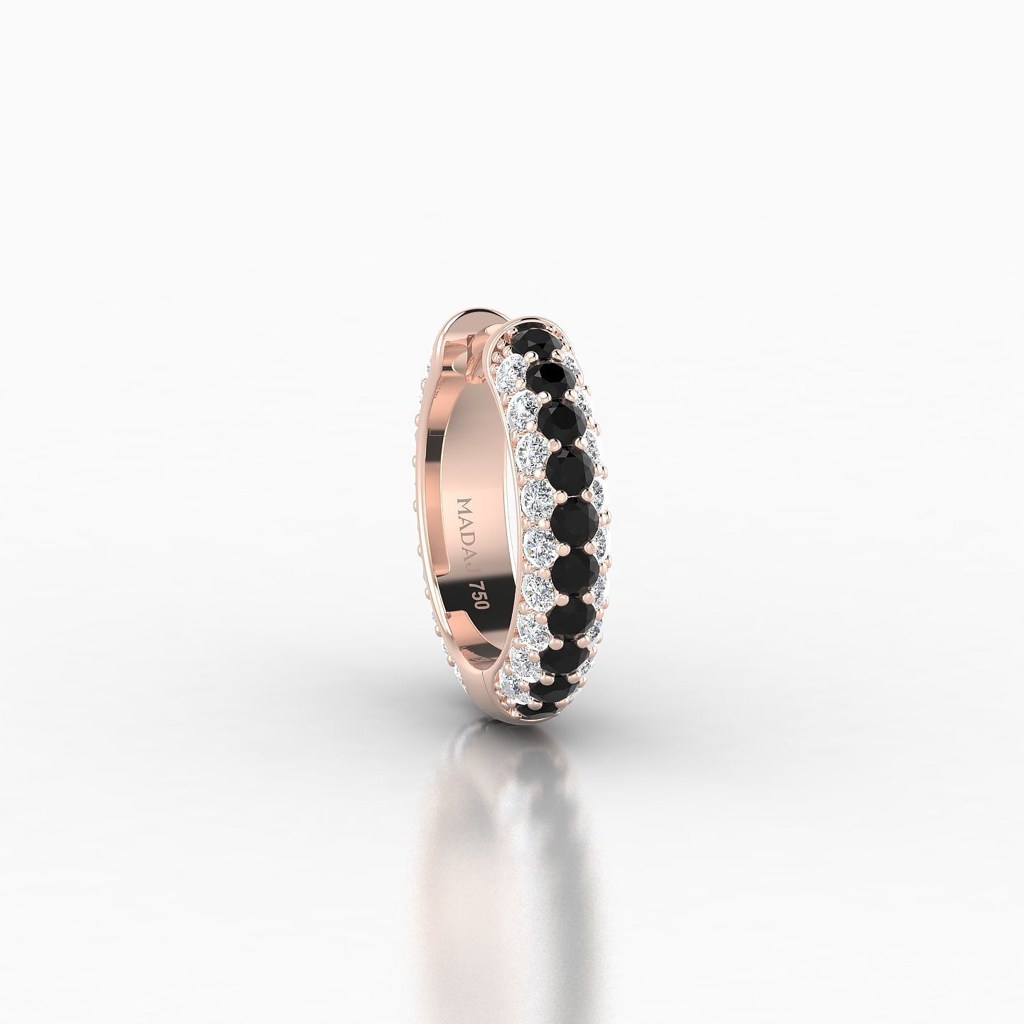 Theia | 18k Rose Gold 8 mm Pave Black Diamond & Diamond Hoop Piercing