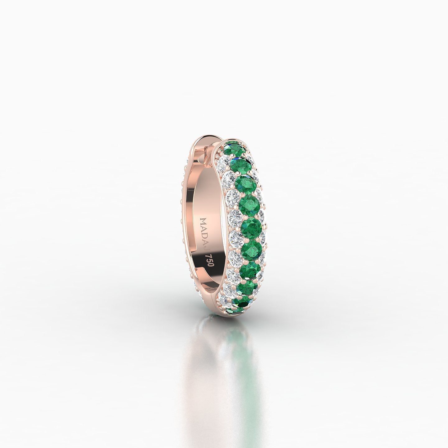 Theia | 18k Rose Gold 8 mm Pave Emerald & Diamond Hoop Piercing