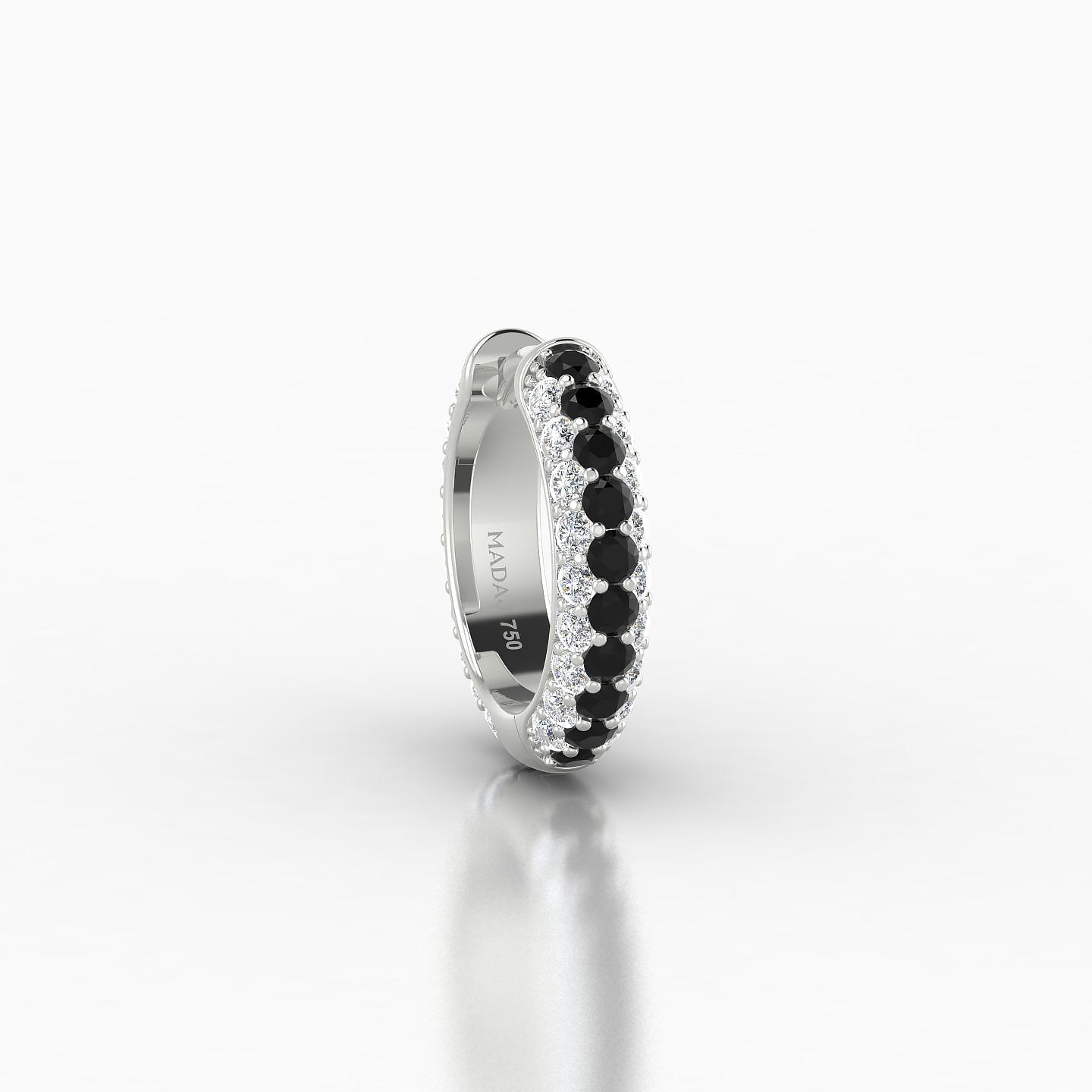 Theia | 18k White Gold 8 mm Pave Black Diamond & Diamond Hoop Piercing