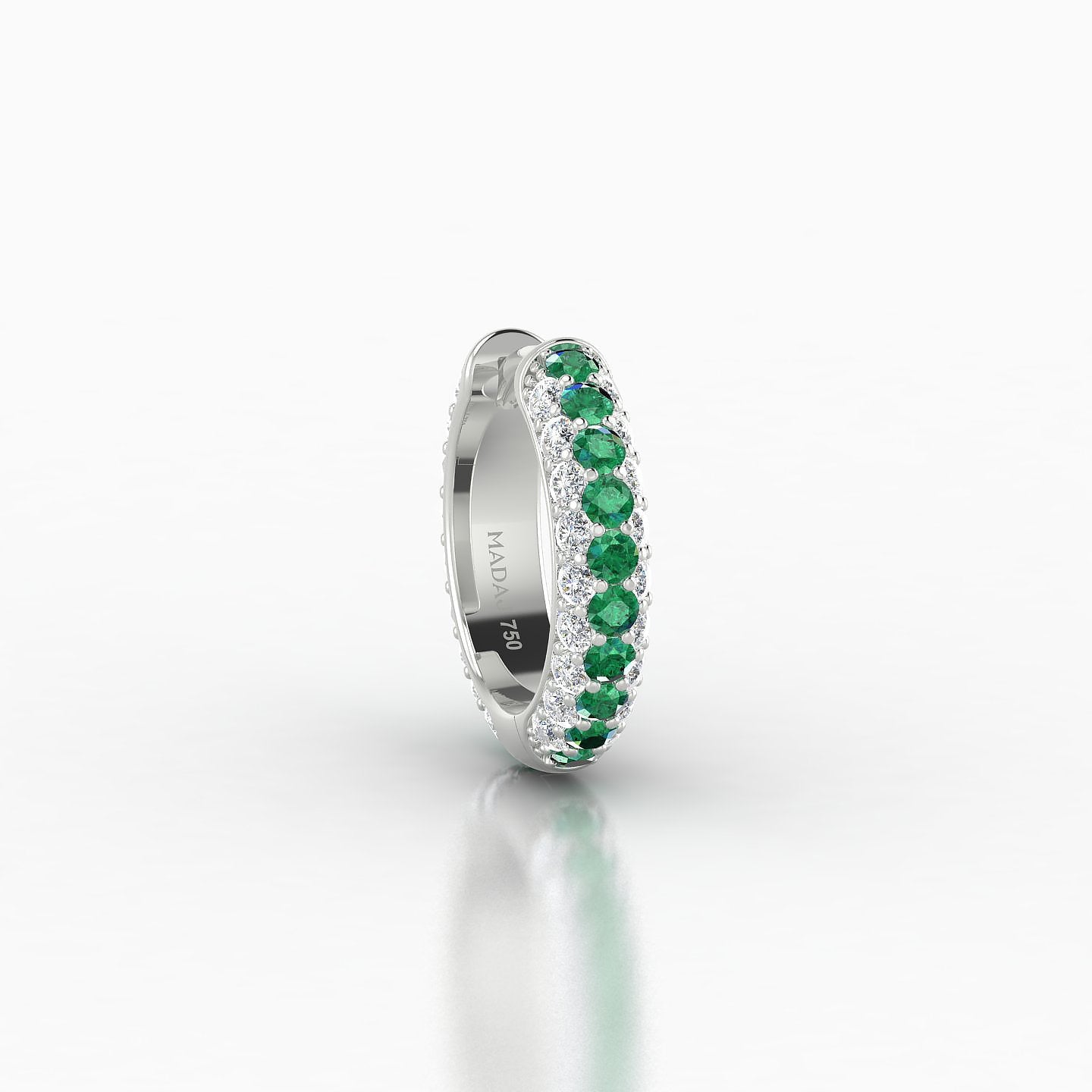 Theia | 18k White Gold 8 mm Pave Emerald & Diamond Hoop Piercing