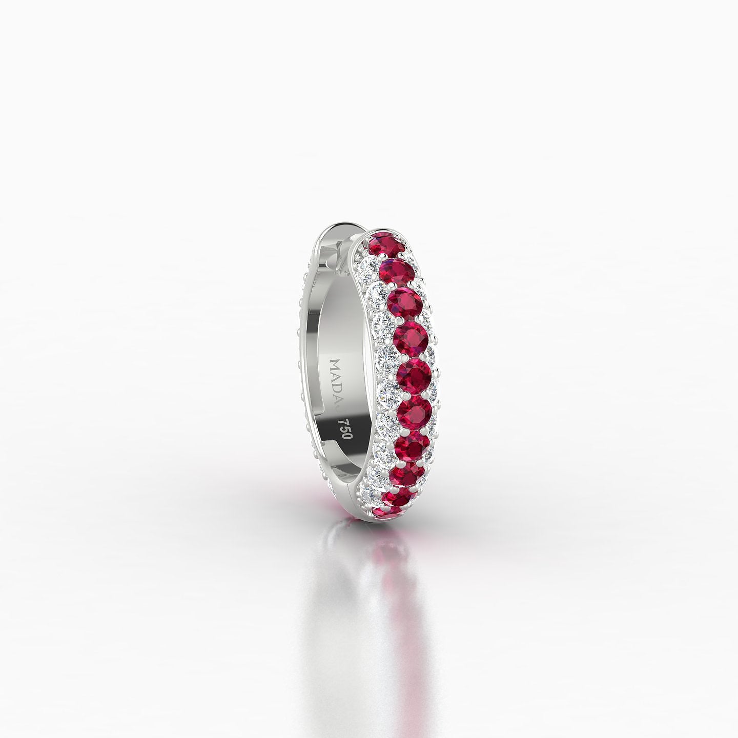 Theia | 18k White Gold 8 mm Pave Ruby & Diamond Hoop Piercing