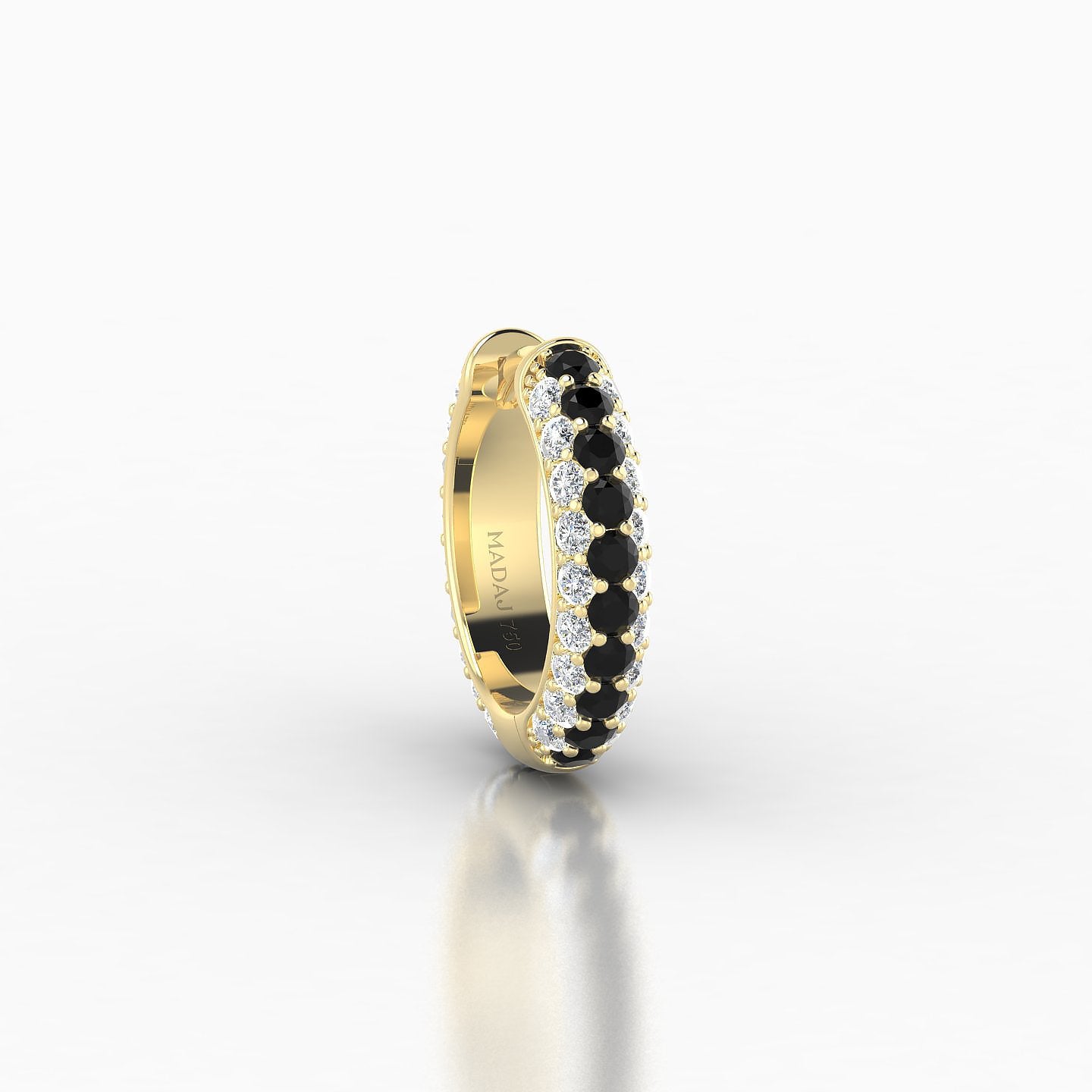 Theia | 18k Yellow Gold 8 mm Pave Black Diamond & Diamond Hoop Piercing