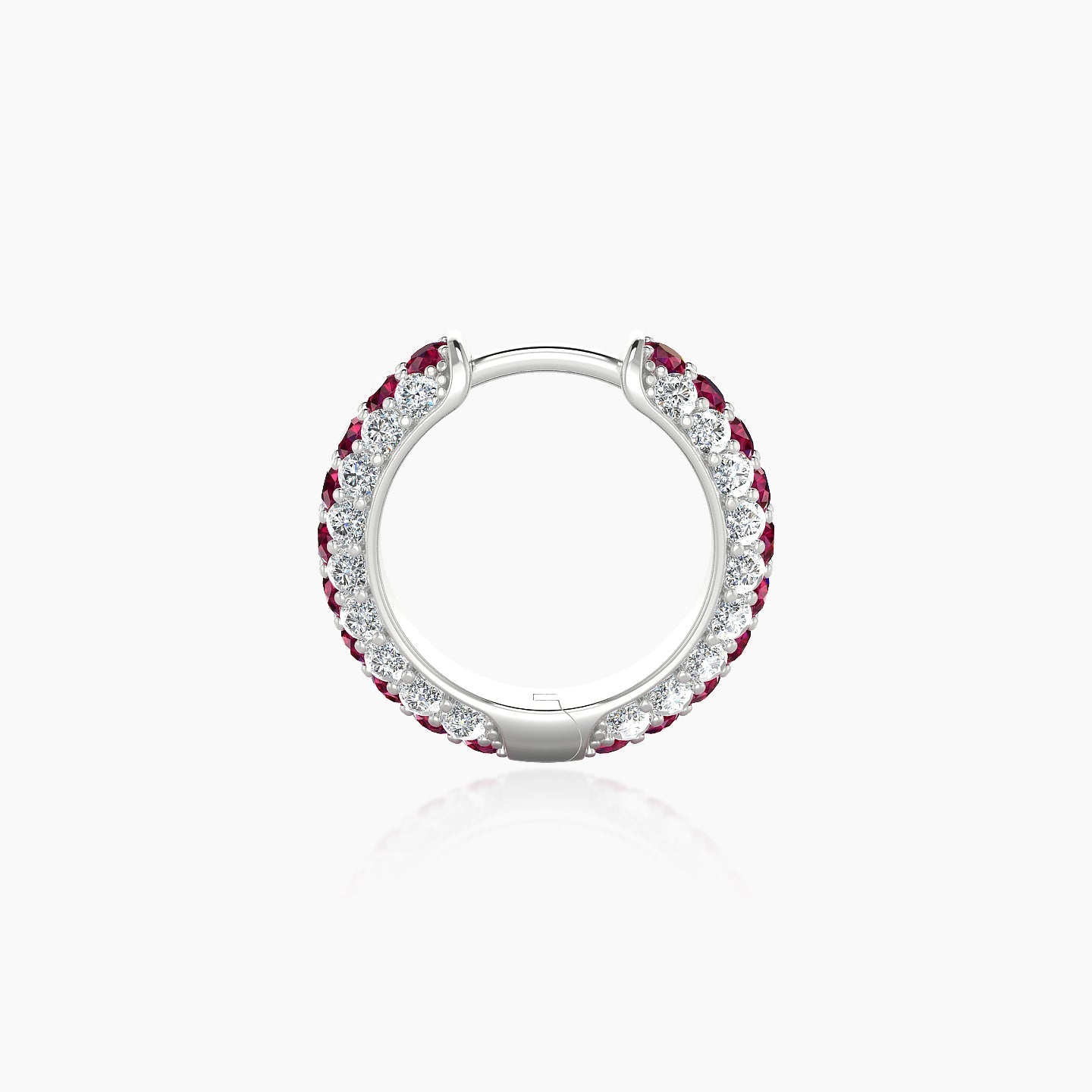 Theia | 18k White Gold 8 mm Pave Ruby & Diamond Hoop Piercing