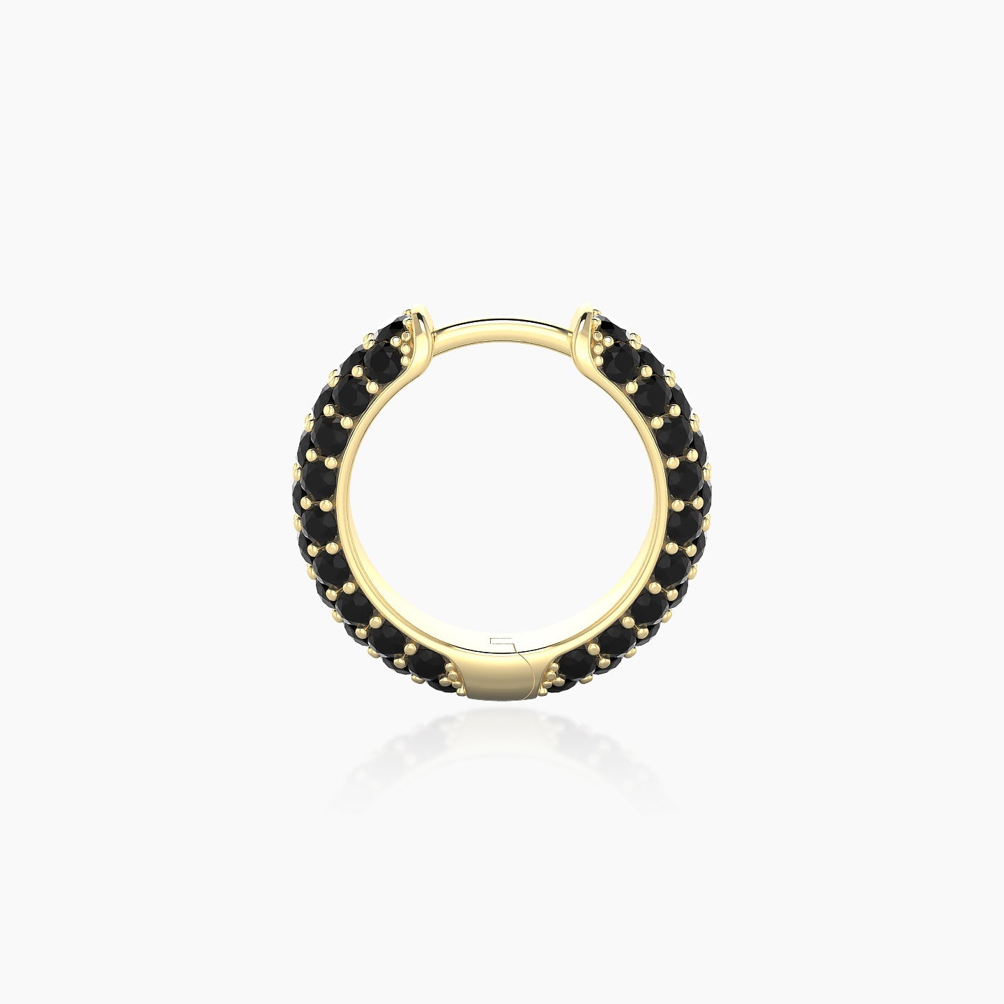 Theia | 18k Yellow Gold 8 mm Pave Black Diamond Hoop Piercing