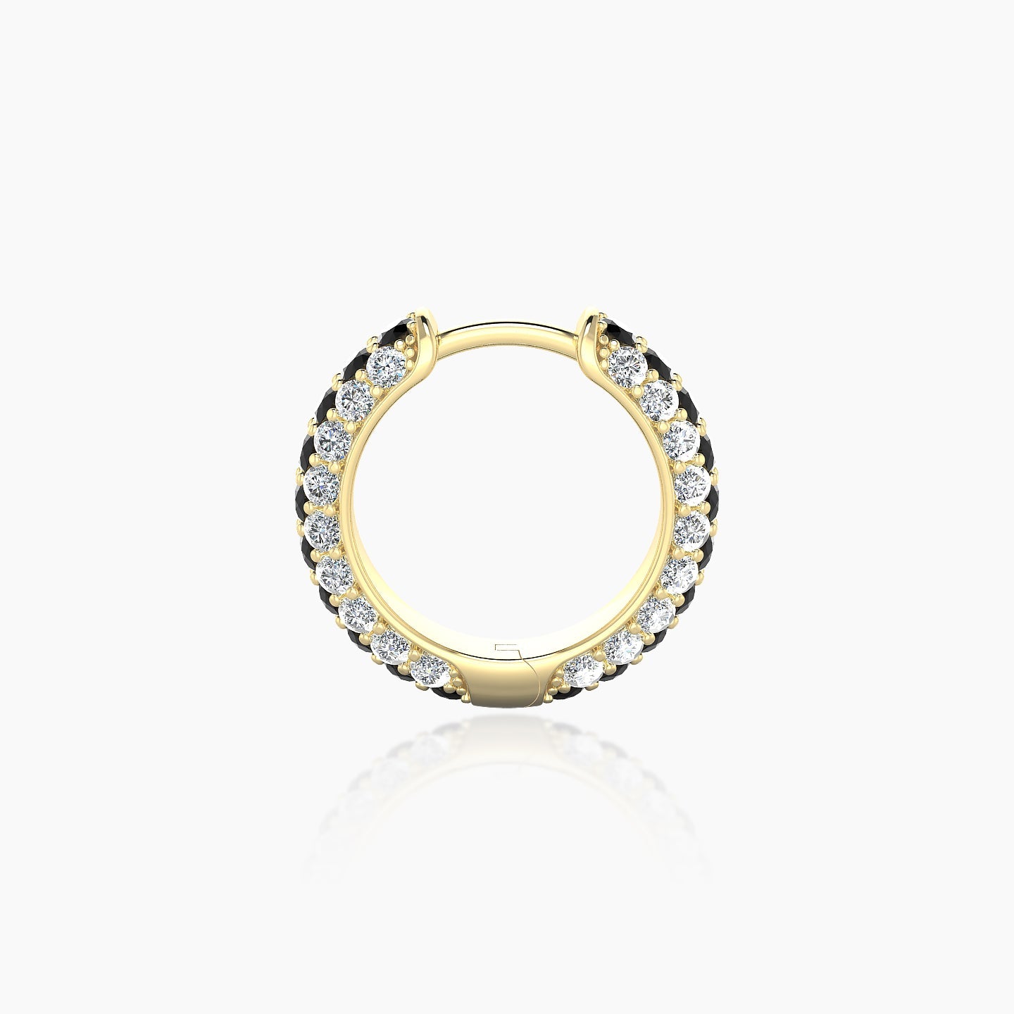 Theia | 18k Yellow Gold 8 mm Pave Black Diamond & Diamond Hoop Piercing