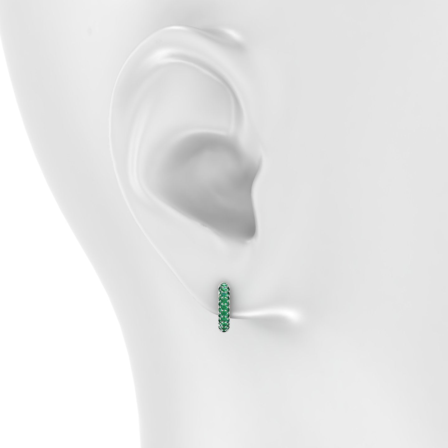 Theia | 18k White Gold 8 mm Pave Emerald Hoop Piercing