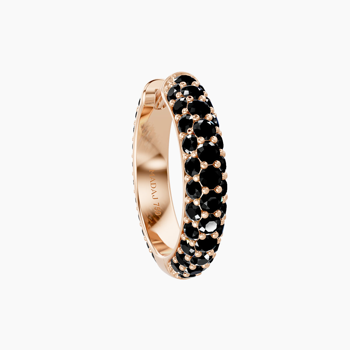 Theia | 18k Rose Gold 9.5 mm Pave Black Diamond Hoop Piercing