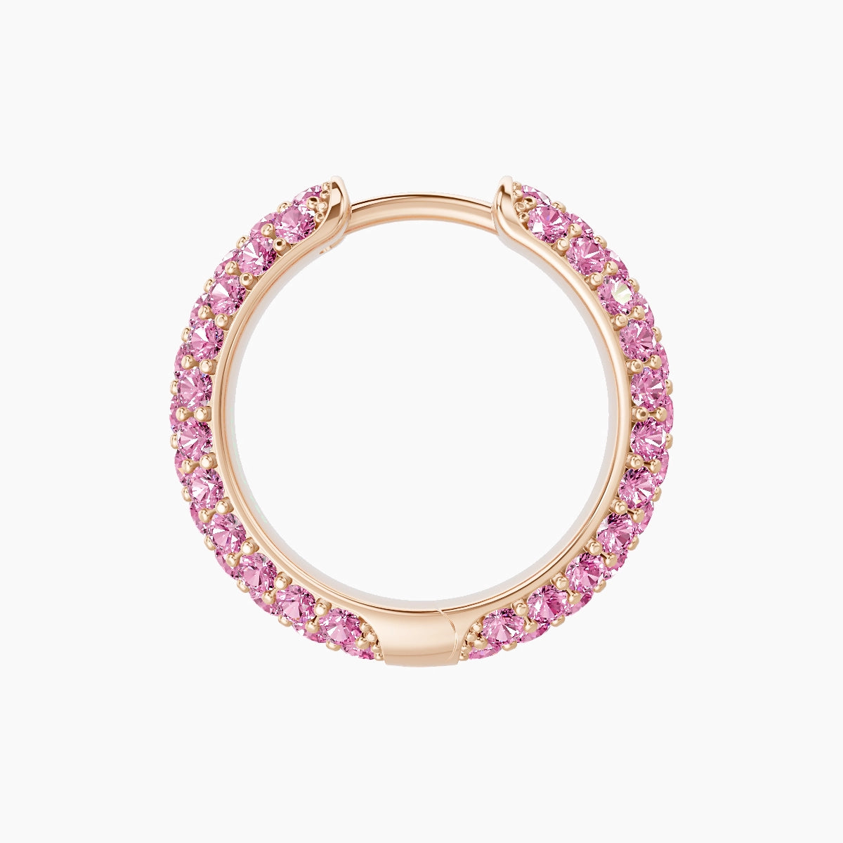 Theia | 18k Rose Gold 9.5 mm Pave Pink Sapphire Hoop Piercing