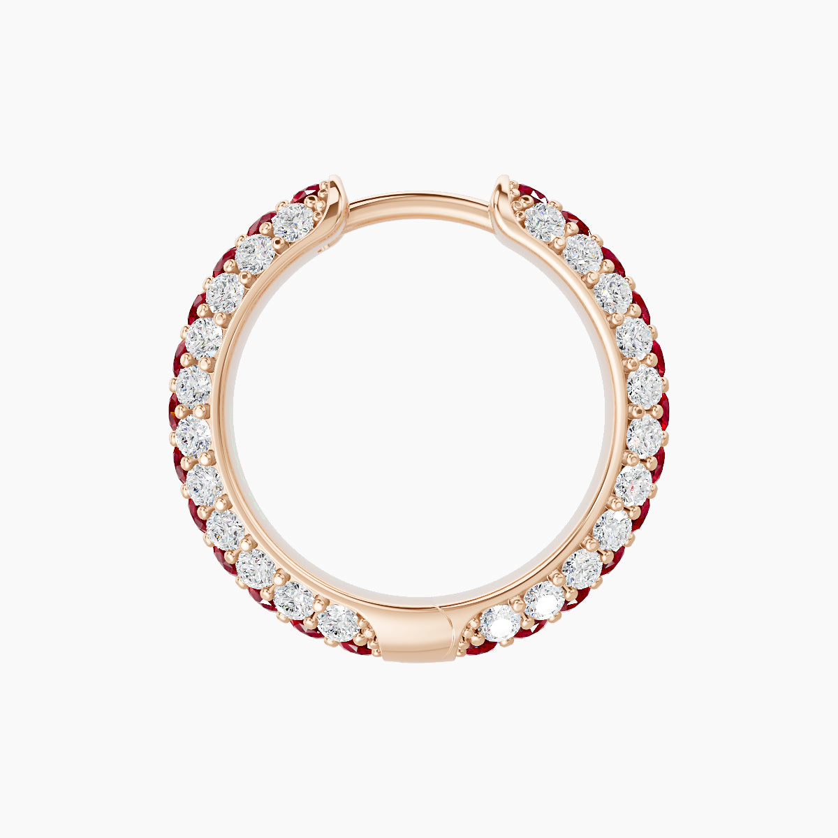 Theia | 18k Rose Gold 9.5 mm Pave Ruby & Diamond Hoop Piercing