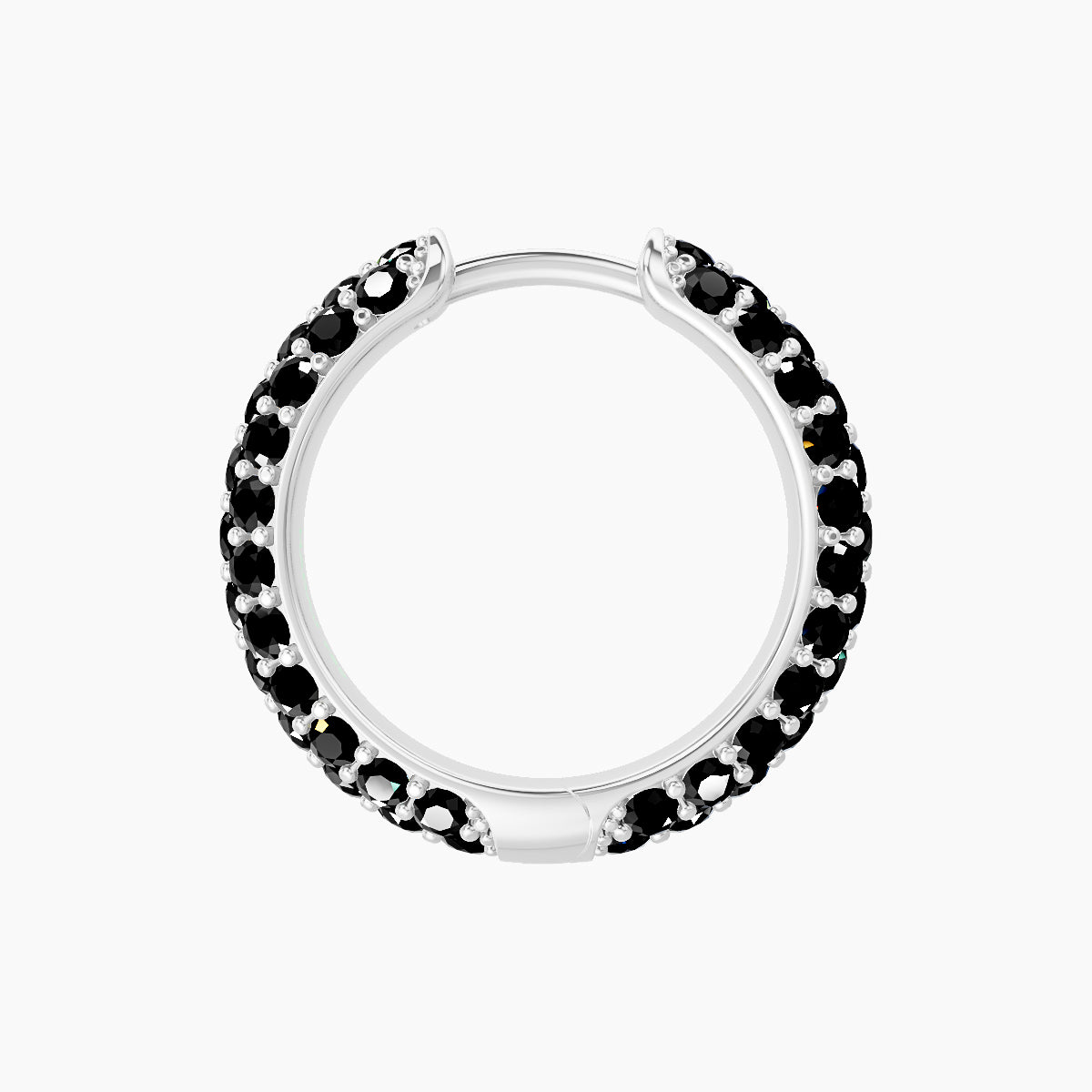 Theia | 18k White Gold 9.5 mm Pave Black Diamond Hoop Piercing