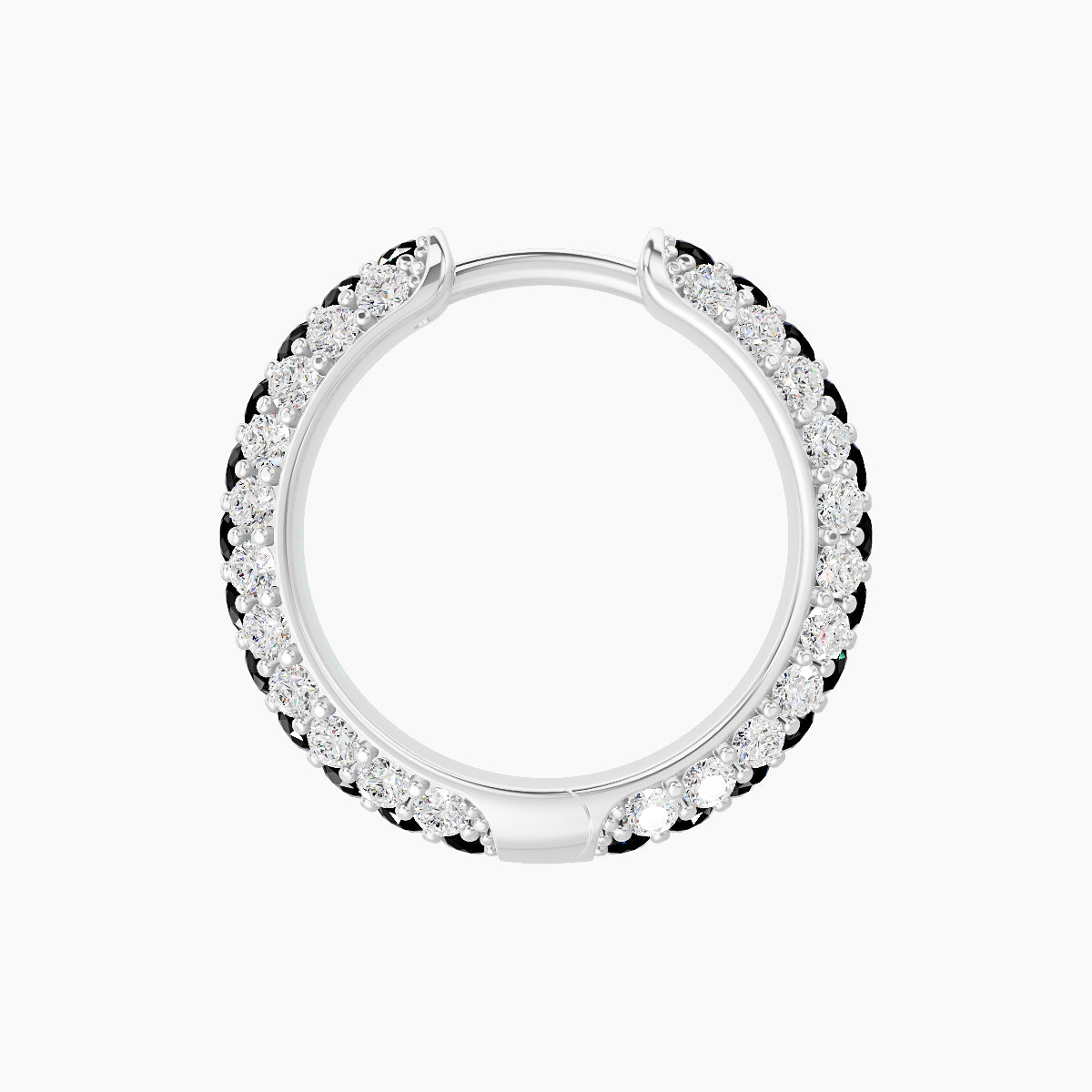 Theia | 18k White Gold 9.5 mm Pave Black Diamond & Diamond Hoop Piercing